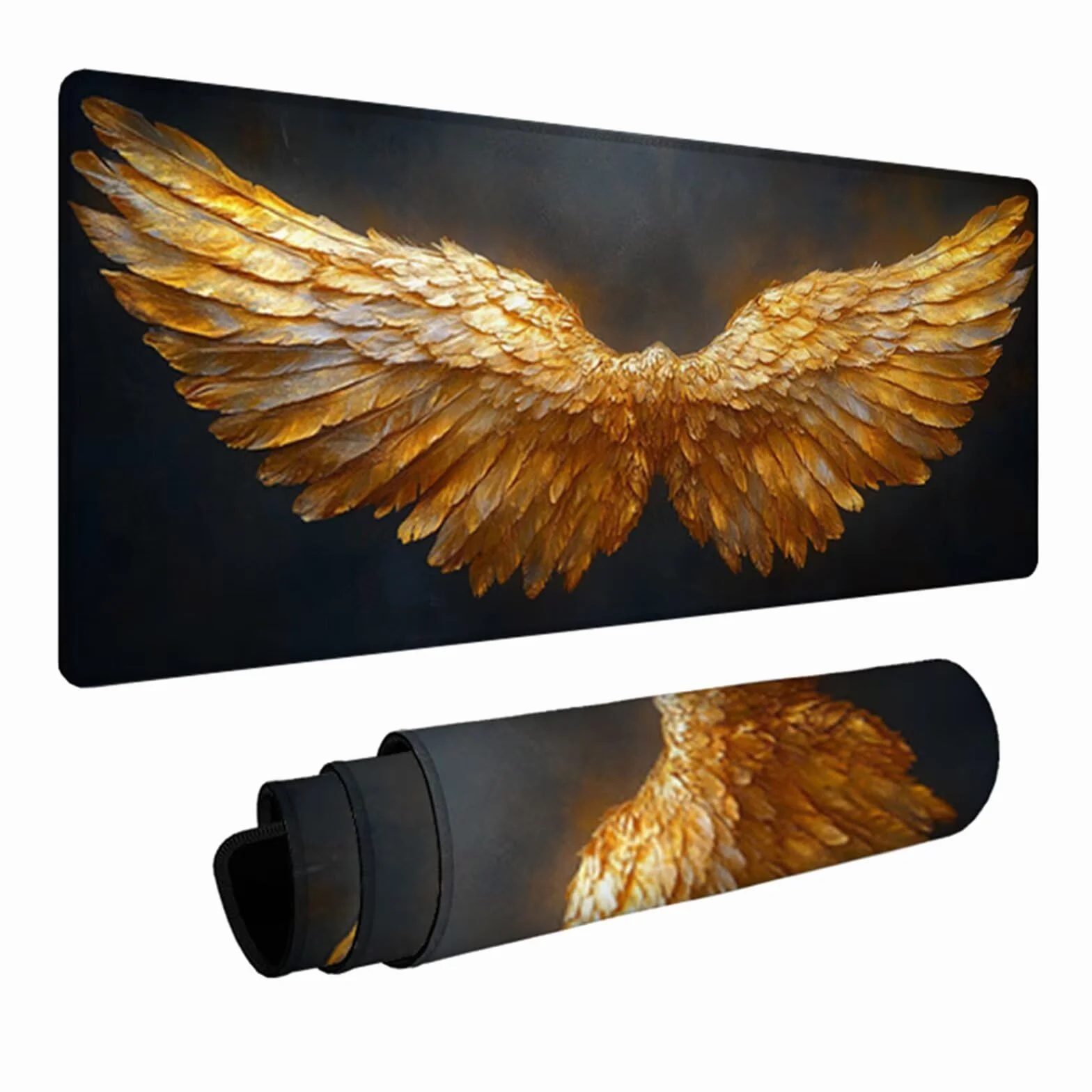 Skrzydło Podkładka pod mysz do gier 1000 x 500 x 3 mm, podkładka na biurko XXL pióro, podkładka na biurko z antypoślizgową gumową podstawą, podkładka pod mysz z szytymi krawędziami, akcesoria do gier