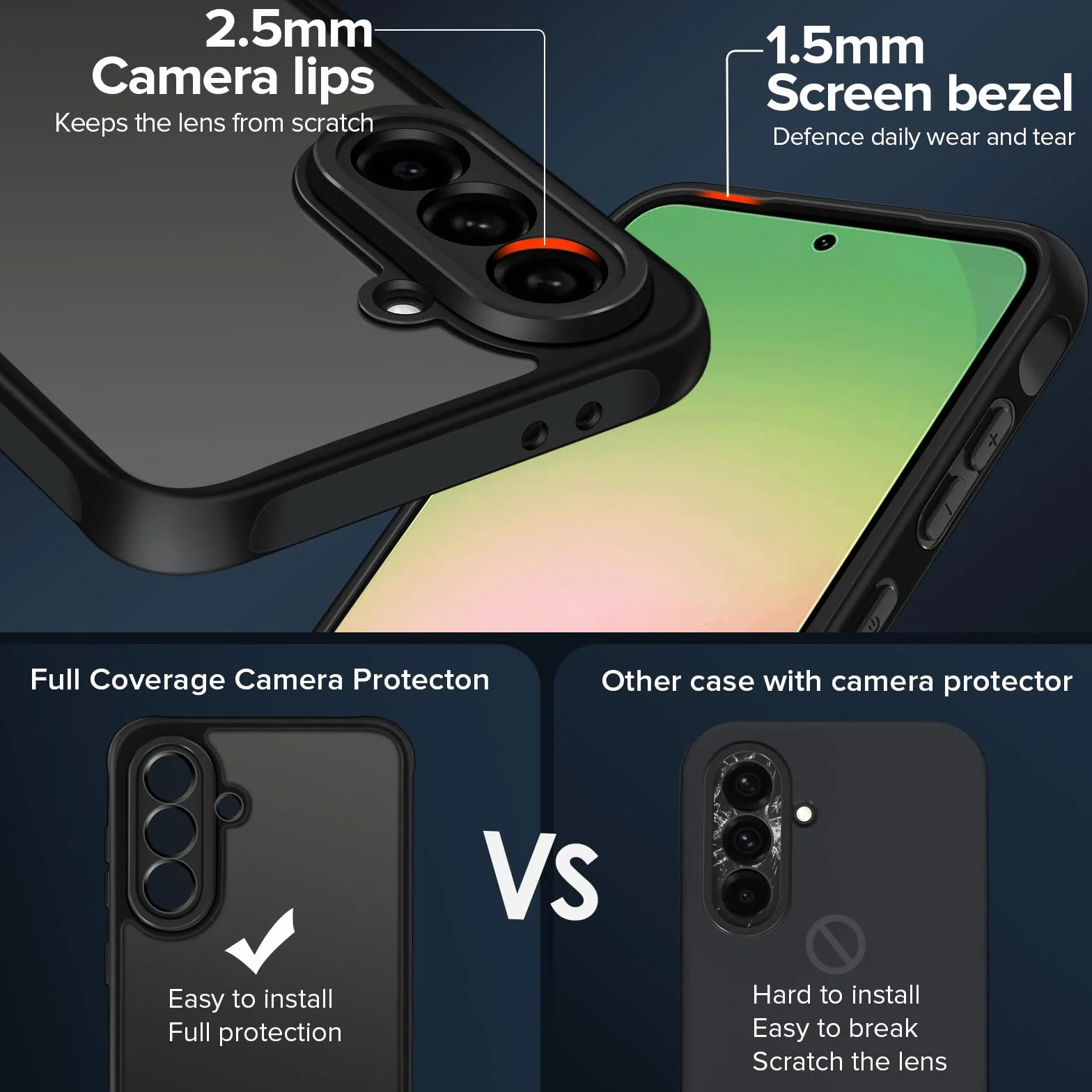 ivoler Matowa obudowa do Samsung Galaxy A56 5G wojskowa odporna na wstrząsy ochrona kamery czarne