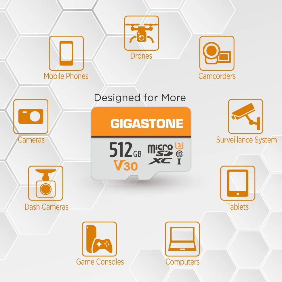 Gigastone Karta micro SD 512 GB, 2-pak, z 1 adapterem SD + 1 x mini etui, karta pamięci MicroSDXC do smartfona, aparatu, nagrywania wideo 4K, UHS-I A1 klasa 10, do 100 MB/s