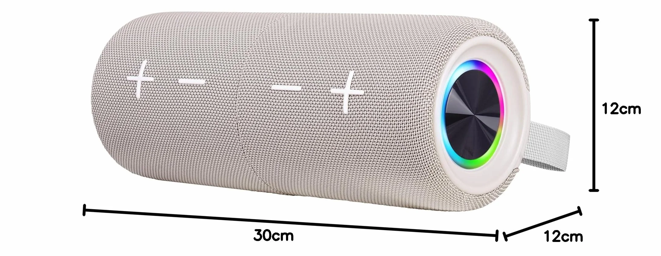 Trevi XSC 8A88 B przenośna bezprzewodowa obudowa stereo 2 x 15 W z pasywnym głośnikiem niskotonowym, wodoszczelny, odtwarzacz MP3 Micro SD, AUX-IN, światło dyskowe i oddzielny głośnik, beżowy