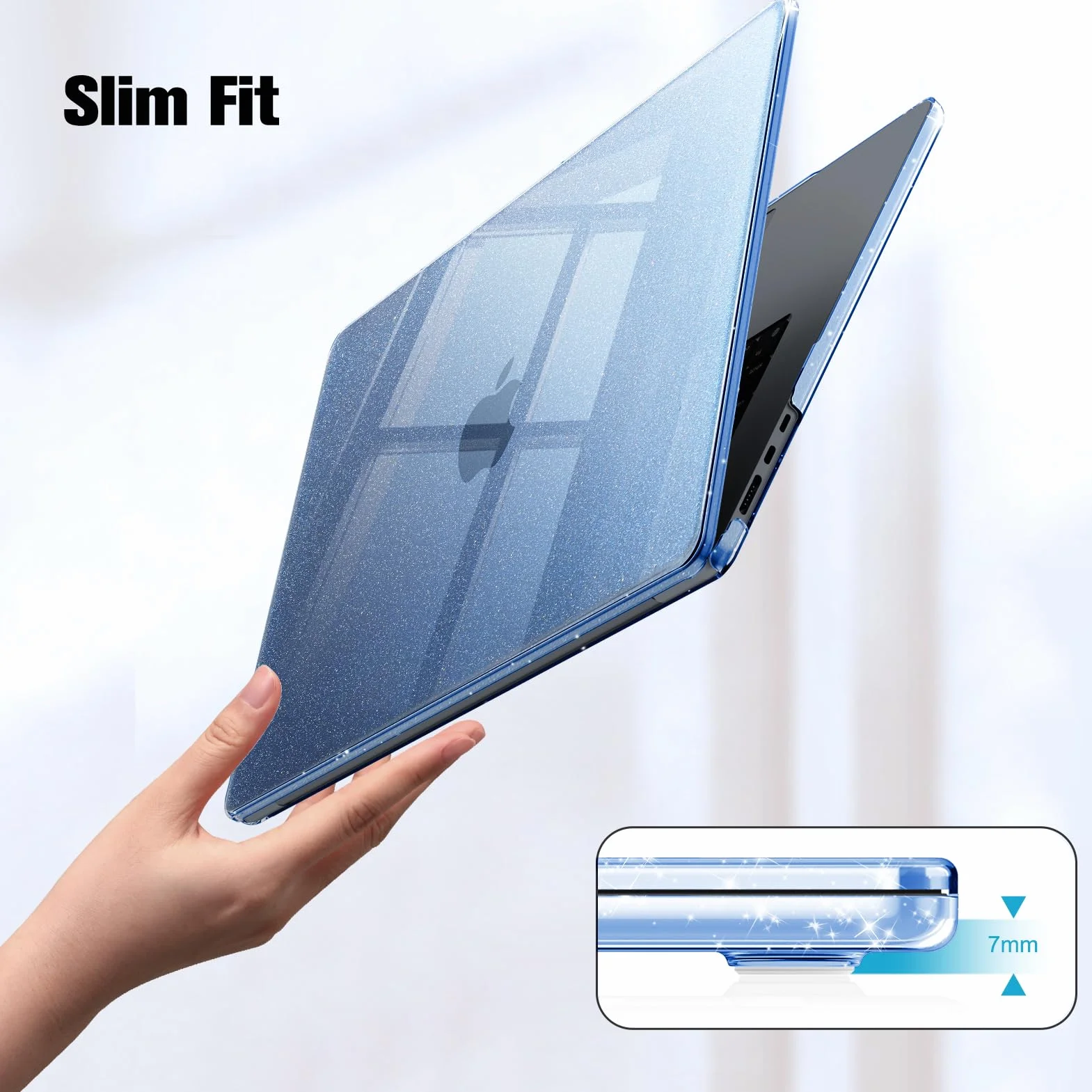 Fintie Etui kompatybilne z MacBook Air 15 cali M4 M3 M2 A3241 A3114 A2941 (2025-2023), ultracienkie, twarde etui ochronne, Snap Case kompatybilne z MacBook Air 15" Retina, (perłowo-niebieskie)