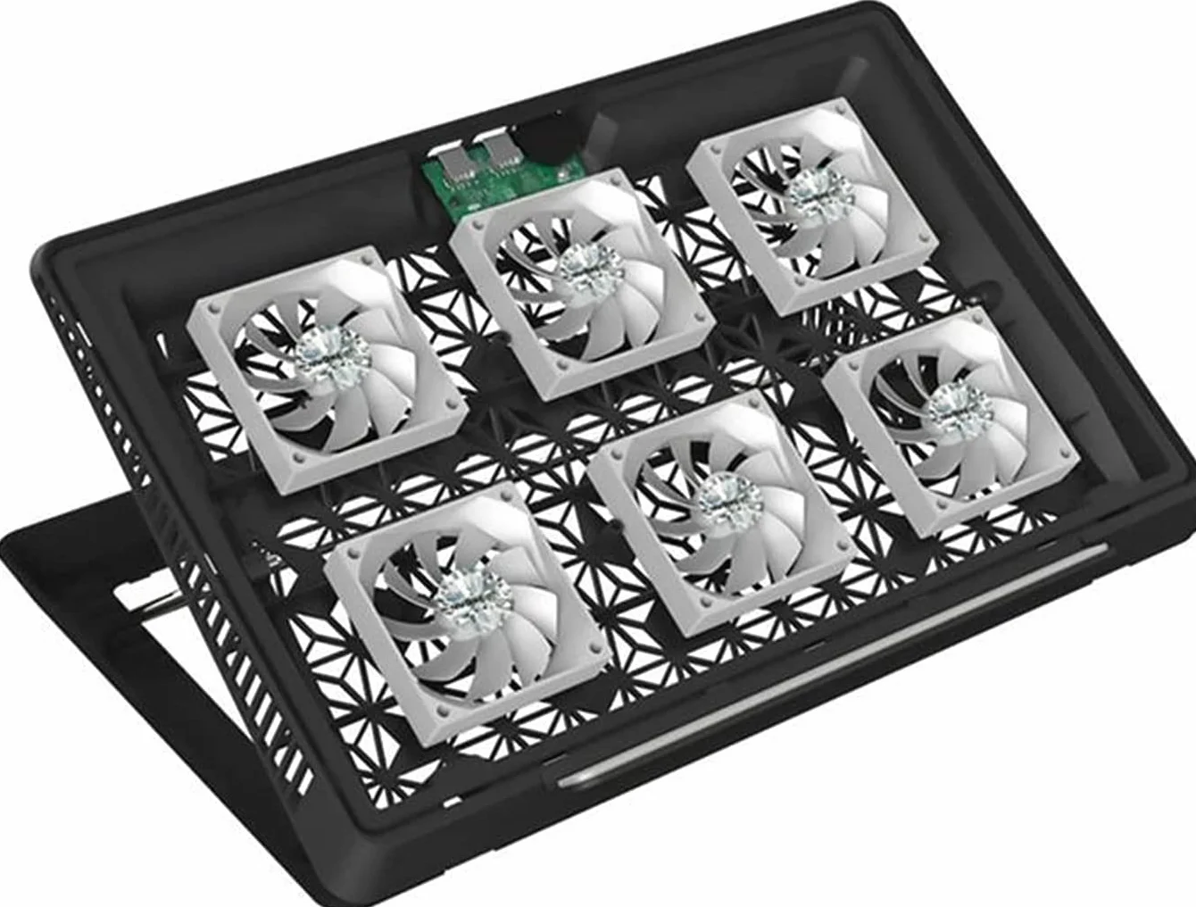 Chłodziarka Laptopa Chłodziarka Do Laptopa Chłodnica USB Podstawa Notebooka Regulowana Podkładka Chłodząca Z 6 Wentylatorami Aluminiowy Stojak Na Podstawkę Chłodzącą Stojak(Black)