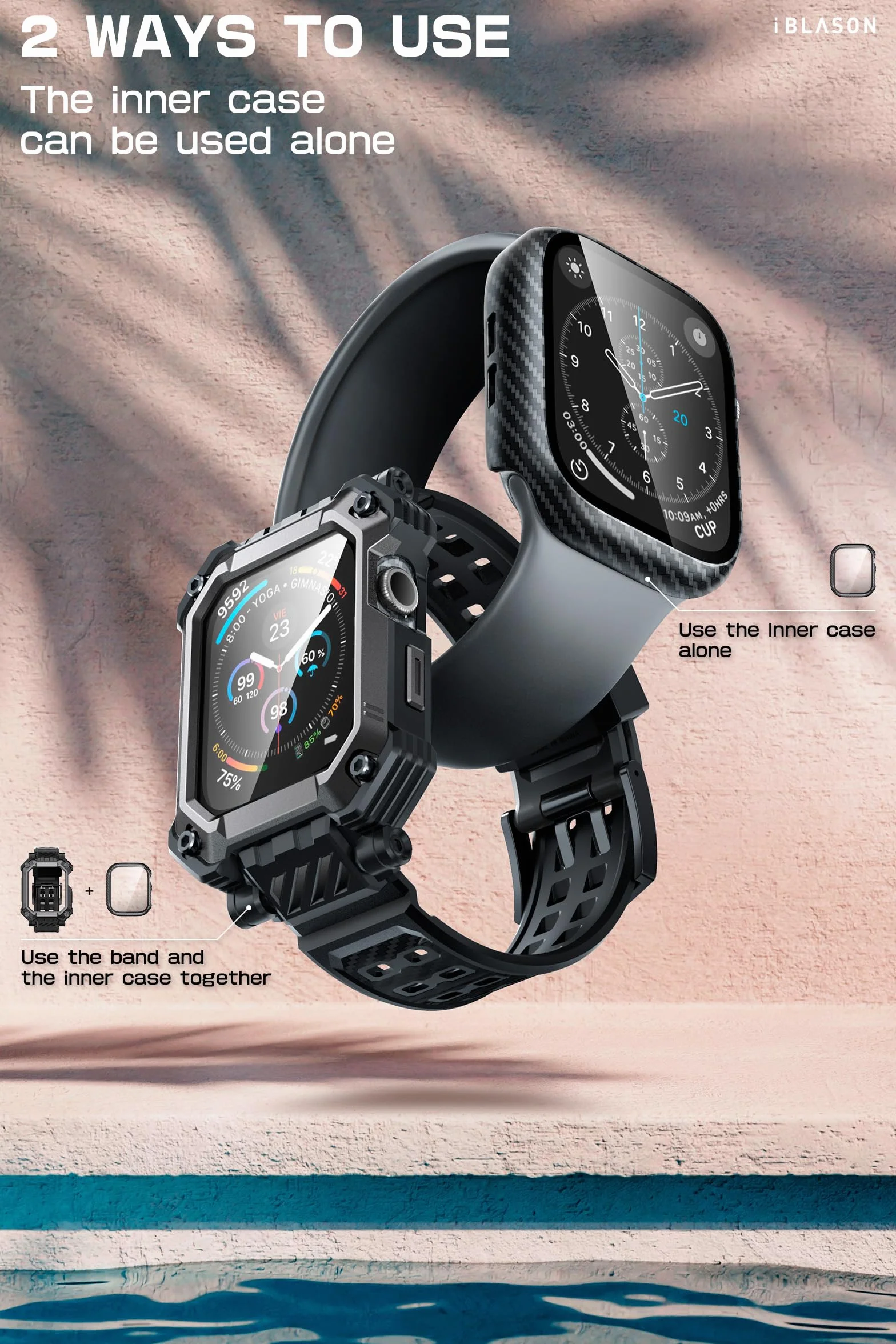 i-Blason Armorbox Etui do Apple Watch Series10 46 mm z regulowanym paskiem odpornym na wstrząsy