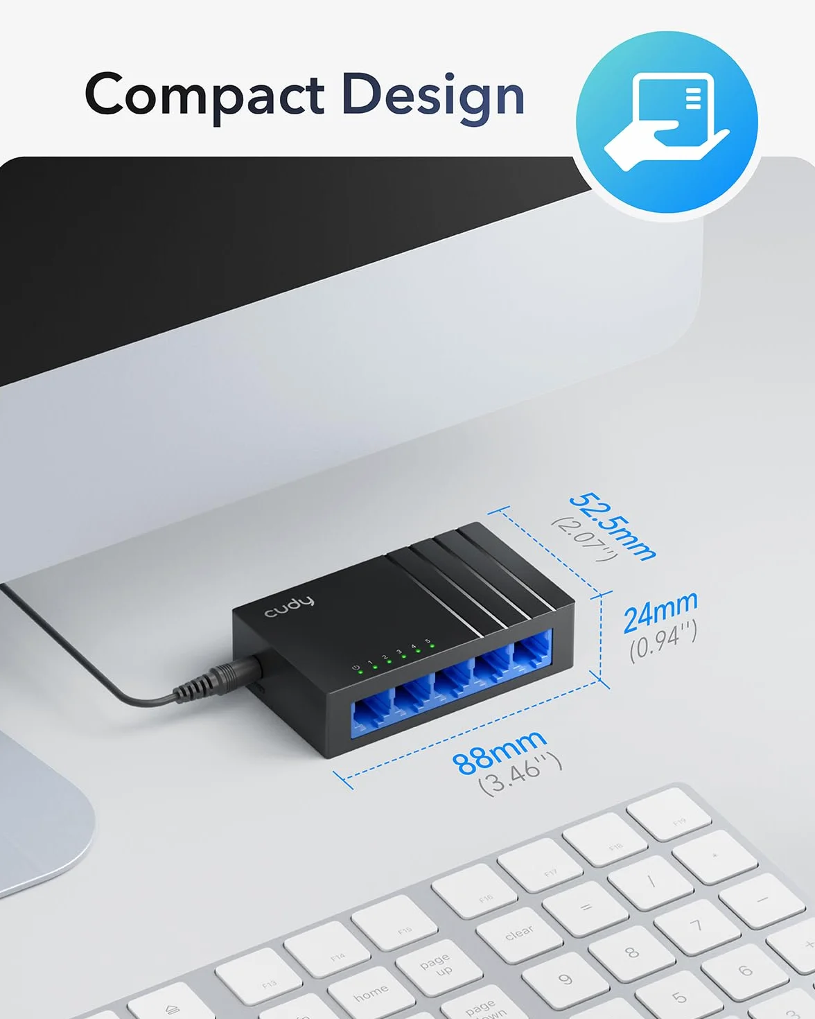 Cudy GS105D 5-portowy przełącznik sieciowy Gigabit Ethernet, rozdzielacz Ethernet, optymalizacja ruchu, Plug and Play