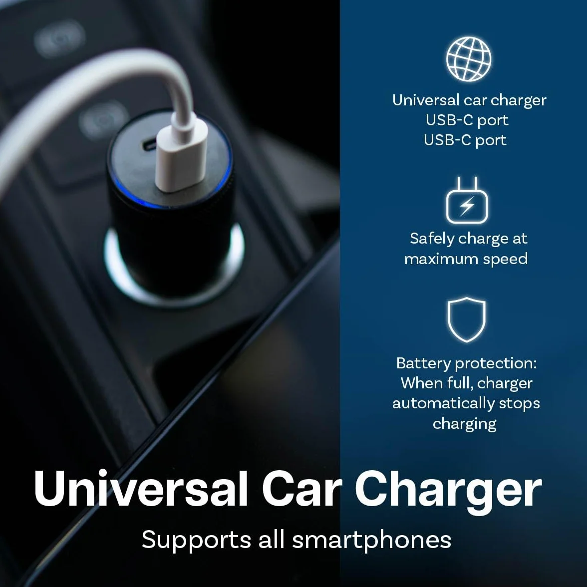 MMOBIEL Ładowarka Samochodowa Dual USB-C - 40W 2-portowa Zapalniczka do Papierosów Adapter - Samochodowa ładowarka do Telefonu z Funkcją Power Delivery 3.0 - Czarny