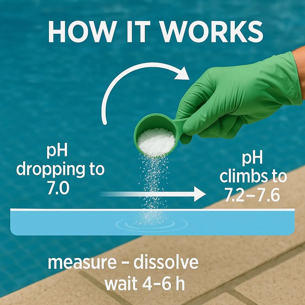 Granulki pH Plus, 3 kg w wiadrze, idealne do wartości pH w basenie, jacuzzi i jacuzzi, produkt do pielęgnacji wody dla krystalicznie czystej wody