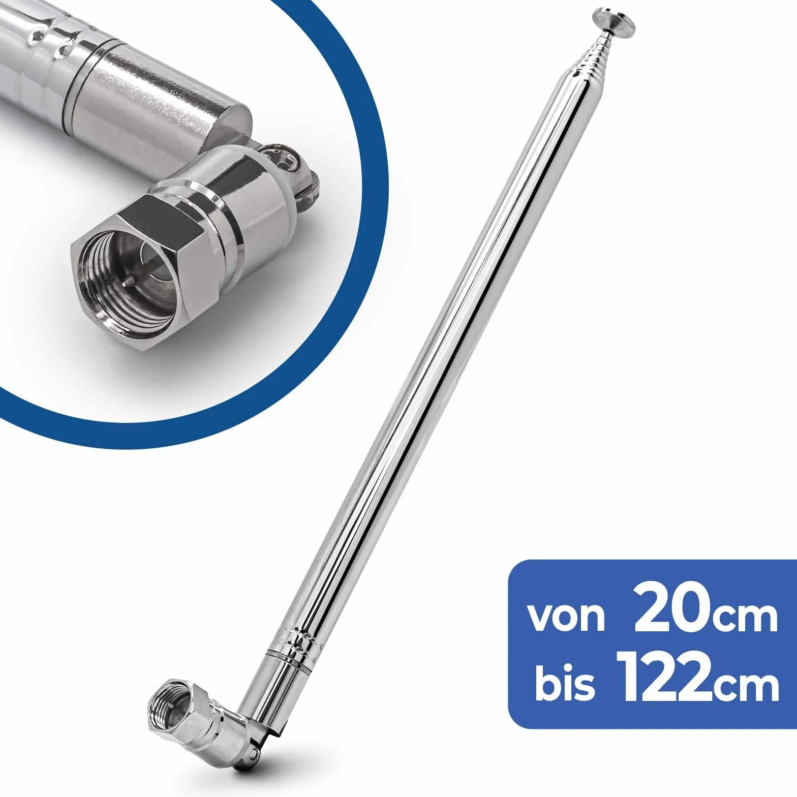Antena teleskopowa 120 cm zamiennik wtyczka F DAB UKW radio FM AM Auto Audio