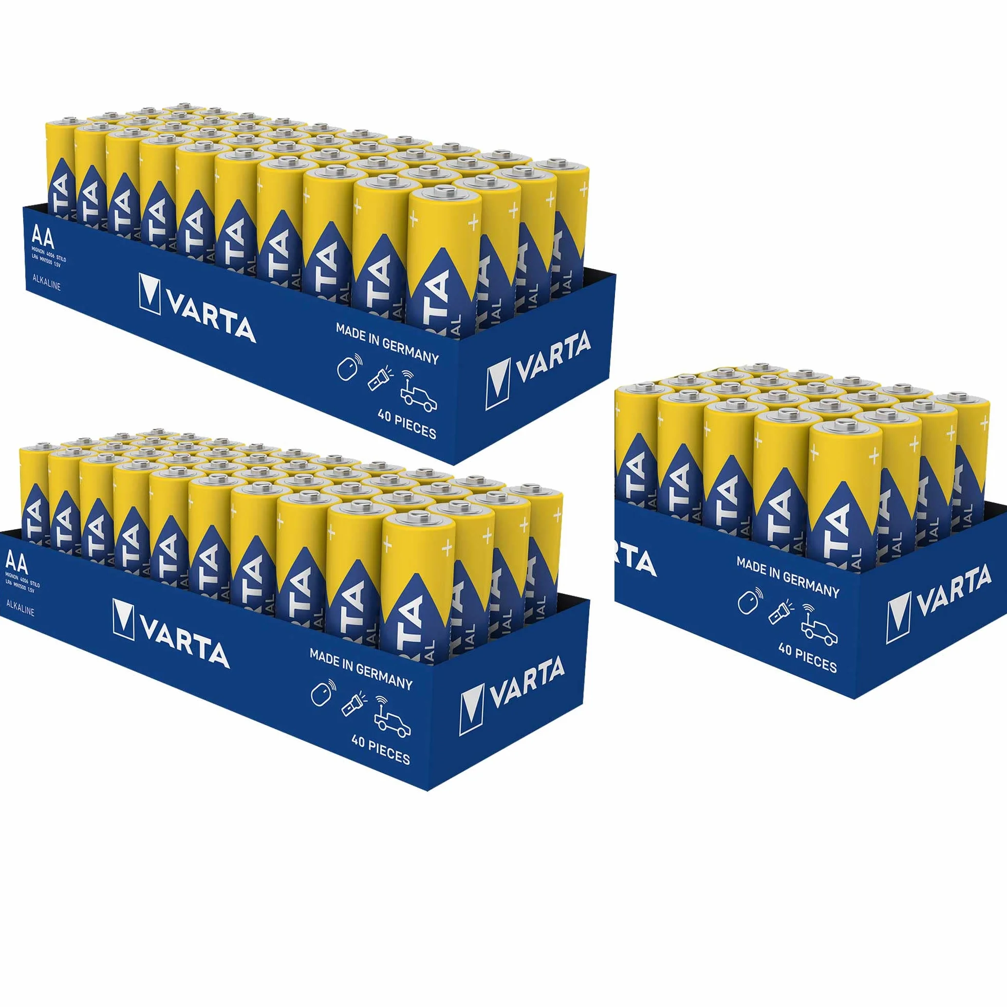 Varta 100 x Varta 04006 baterie alkaliczne, Mignon, AA, LR06, 1,5 V Industrial, Shrinkwrap