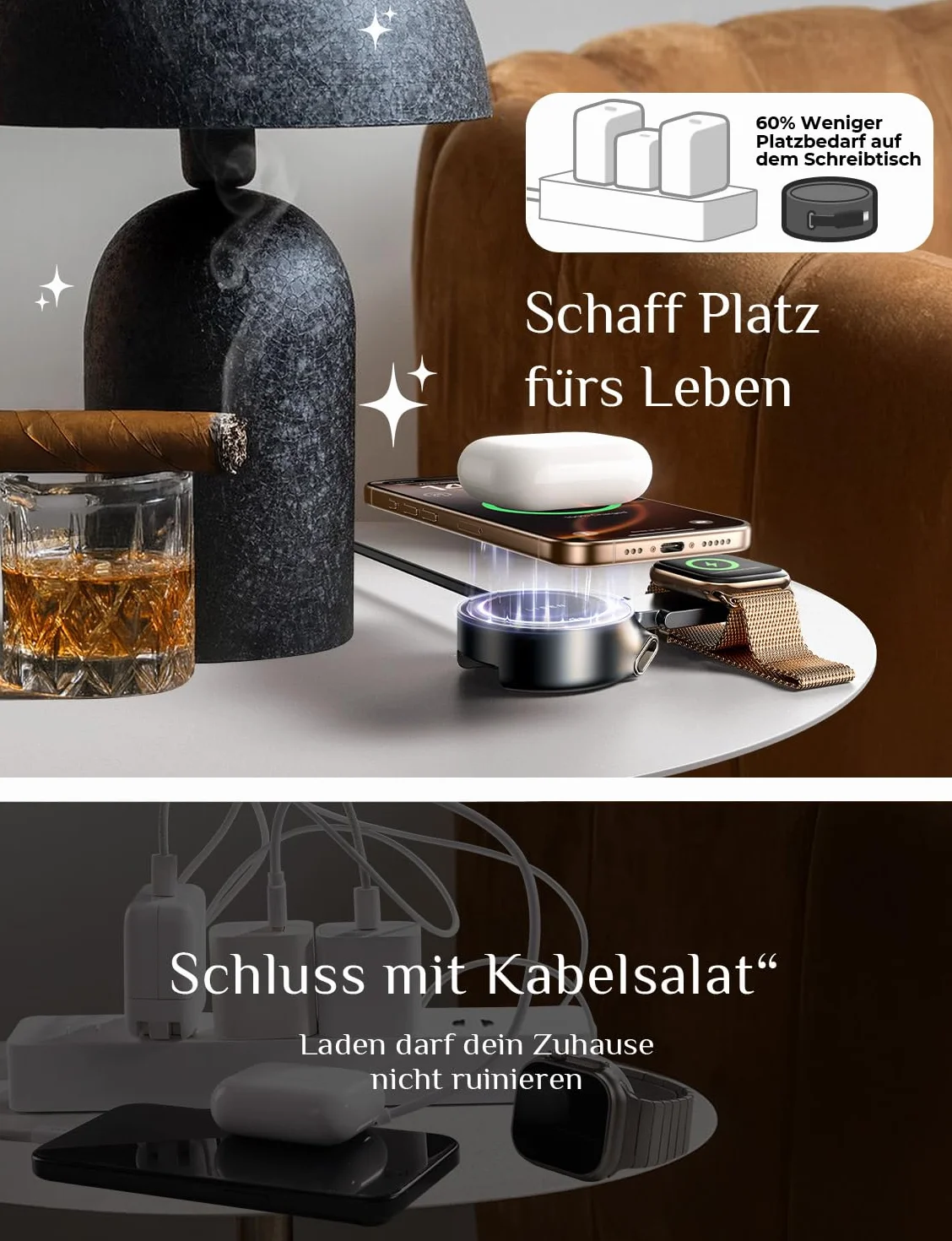 LISEN Magsafe iPhone 15 W, certyfikat Qi2, ładowarka do Apple, 1 m mini zwijany kabel do ładowania do bezprzewodowej ładowarki, stacja ładująca Apple Watch i iPhone 16-12 oraz AirPods (bezpłatna