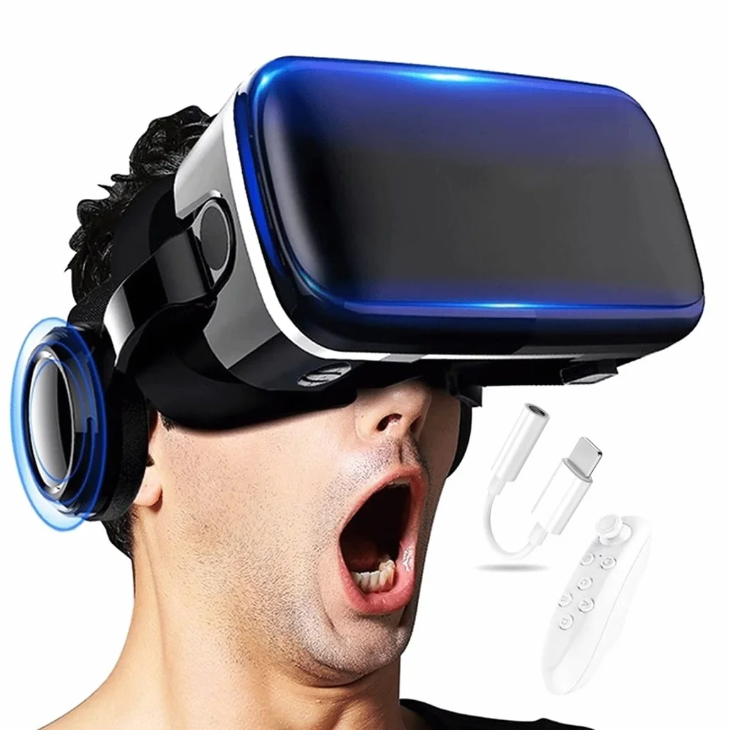 Okulary VR, zestaw słuchawkowy do rzeczywistości wirtualnej, zestawy słuchawkowe VR obsługują Android i iOS, połączenie Bluetooth dla iPhone'a 13 Pro Max/13 Pro/13/12/11, do Samsung Galaxy S21, Huawei, Xiaomi (rozmiar: Ios)