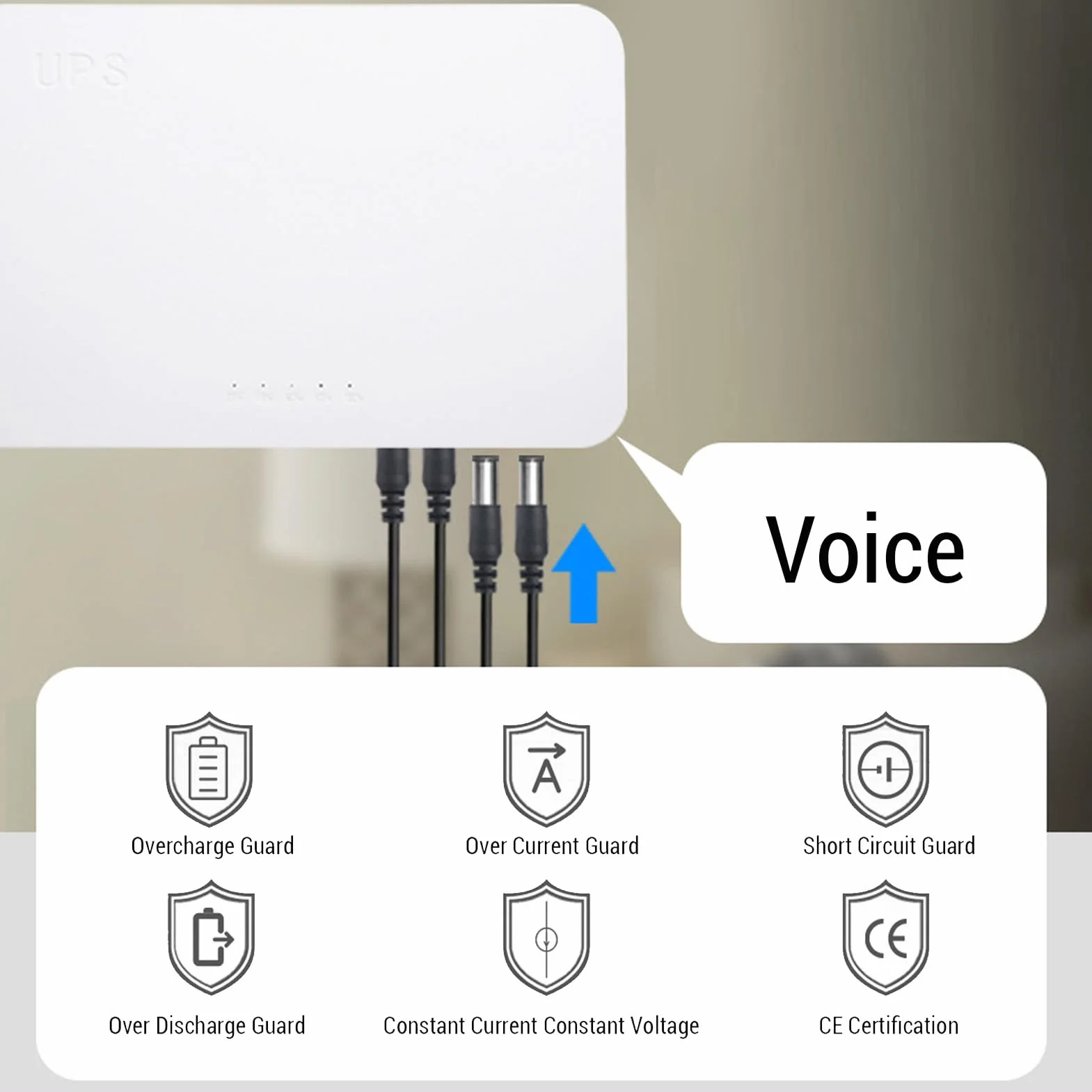 Mini UPS 8000 MAh Zasilacz Kopii Zapasowej z Angielskim Monitem Głosowym, 24 V 15V 12V 9V 5V 5V Wyjście USB dla Modemu Routera, Odpowiednie dla Routerów Modemy Bezpieczeństwa