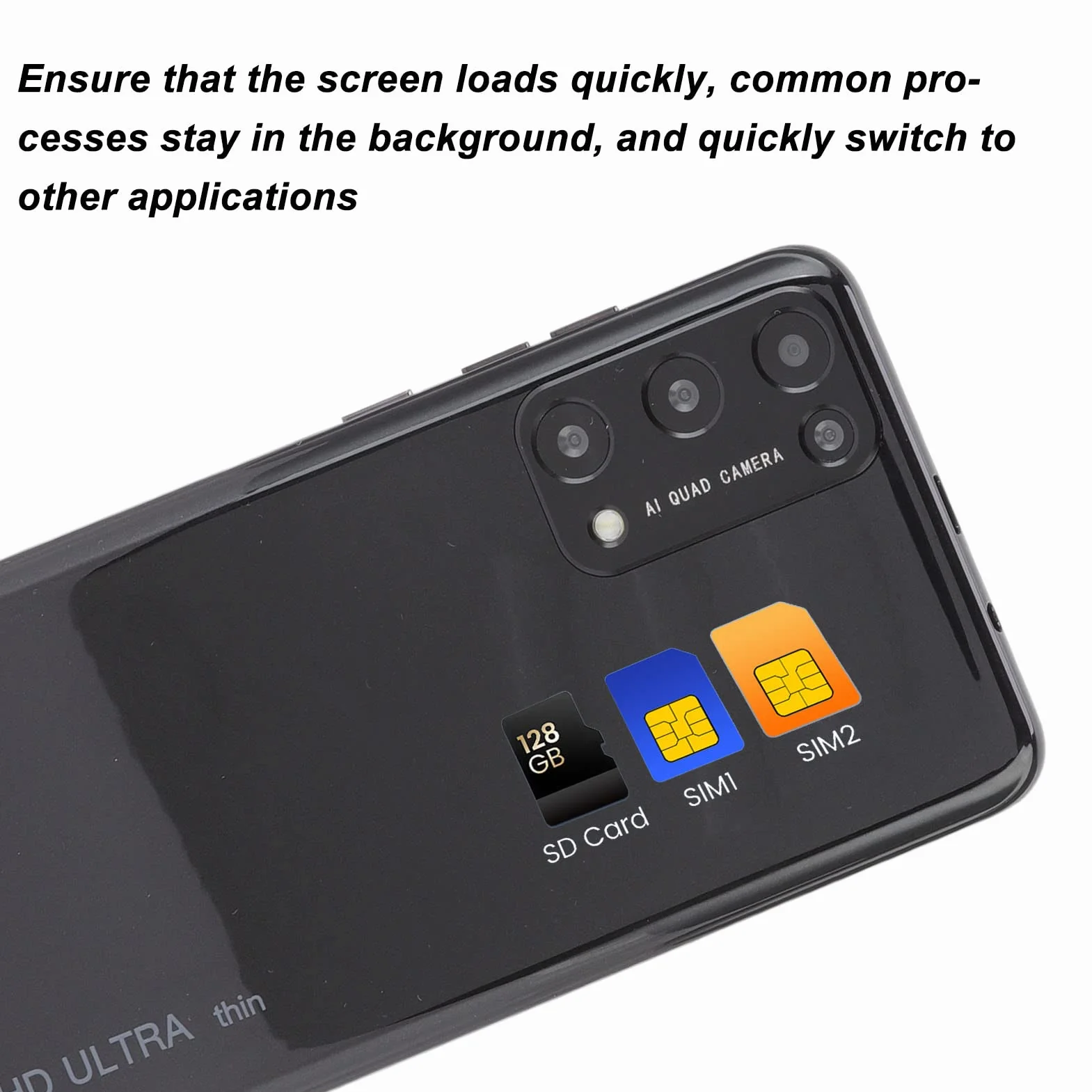 Smartfon 5,45 Cala HD Pełny Ekran Telefonu Komórkowego 2 GB RAM 32 GB ROM Rozpoznawanie Twarzy Dual SIM Dual Standby Telefon Komórkowy dla Rino8 Pro (Czarny)