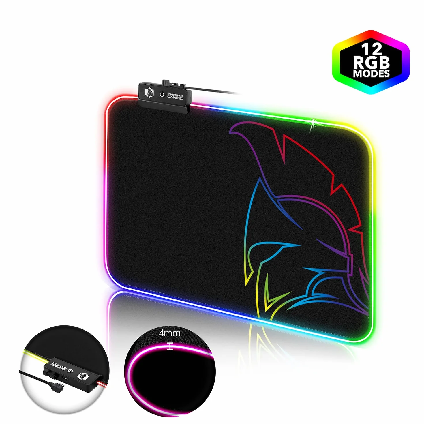 EMPIRE GAMING Dark Rainbow RGB Podkładka pod mysz - 12 trybów oświetlenia LED - Podkładka pod mysz z jasnym podświetleniem - wodoodporna i antypoślizgowa guma - Do gier na PC, MAC i laptopa - 300 x