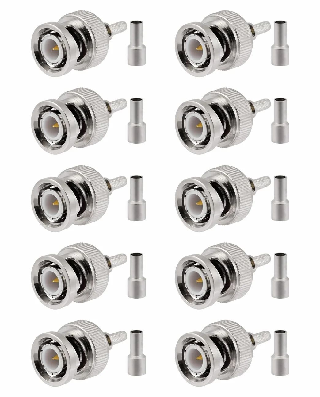 Vecys 10 PCS BNC Męskich Złączy 50 Ohm BNC Męskie Zaciskane Złącze dla RG316 RG174 RF Koncentryczny Kabel