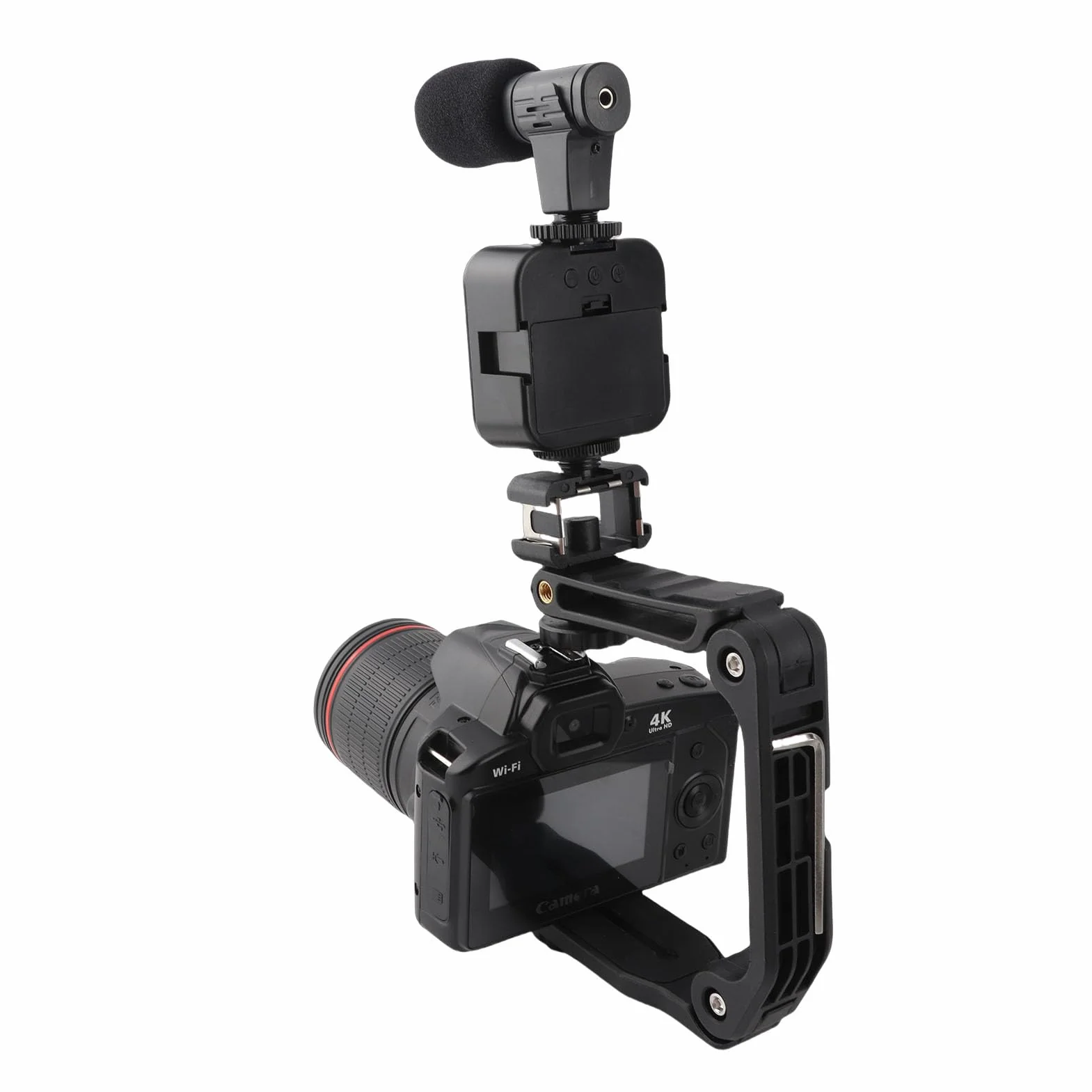 Cyfrowy Aparat Fotograficzny 4K 64MP HD Night View z 3-calowym Kolorowym Wyświetlaczem IPS, Wi-Fi, 16-krotnym Zoomem Cyfrowym, Szerokim Kątem 120 Stopni i światłem Wypełniającym
