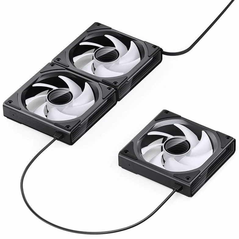 Jonsbo ZK-120B ARGB PWM wentylator 120 mm, 3 sztuki, czarny – cichy i mocny, RGB, 2200 obr./min