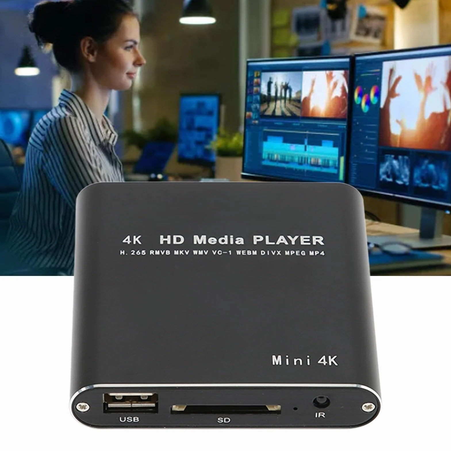 Mini Odtwarzacz Multimediów Strumieniowych MP28, Odtwarzacz Multimedialny 2K 4K HD z Pilotem, rozdzielczość 3840 X 2160 30 Hz, pamięć 4G, Odtwarzanie Wieloformatowe, Gniazdo Kart