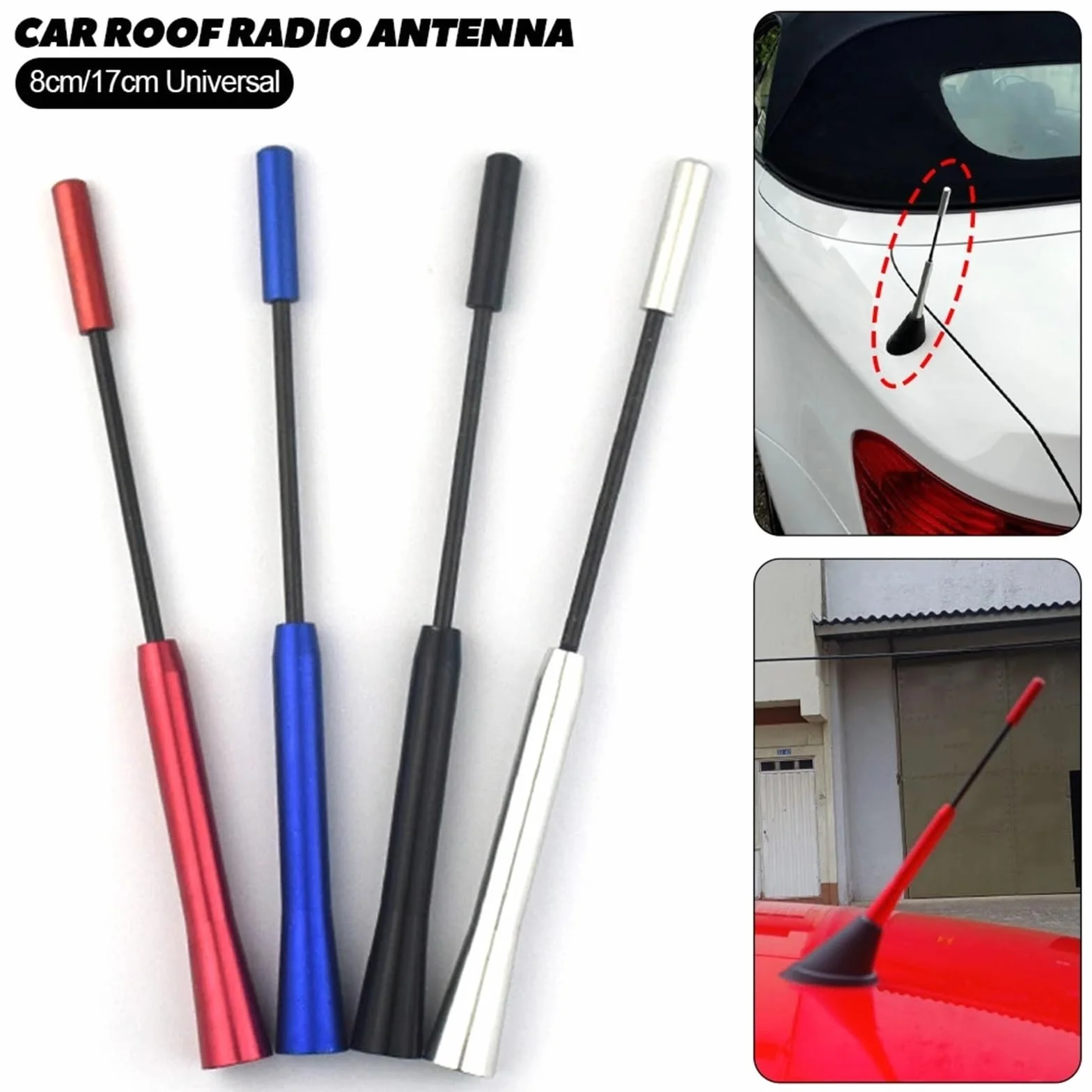 FM antena stereo Antena samochodowa do radia, pasuje do VW, pasuje do BMW, pasuje do Benza, pasuje do Mazdy, pasuje do Audi, pasuje do Toyoty antena radiowa samochodowa(Red,Short)