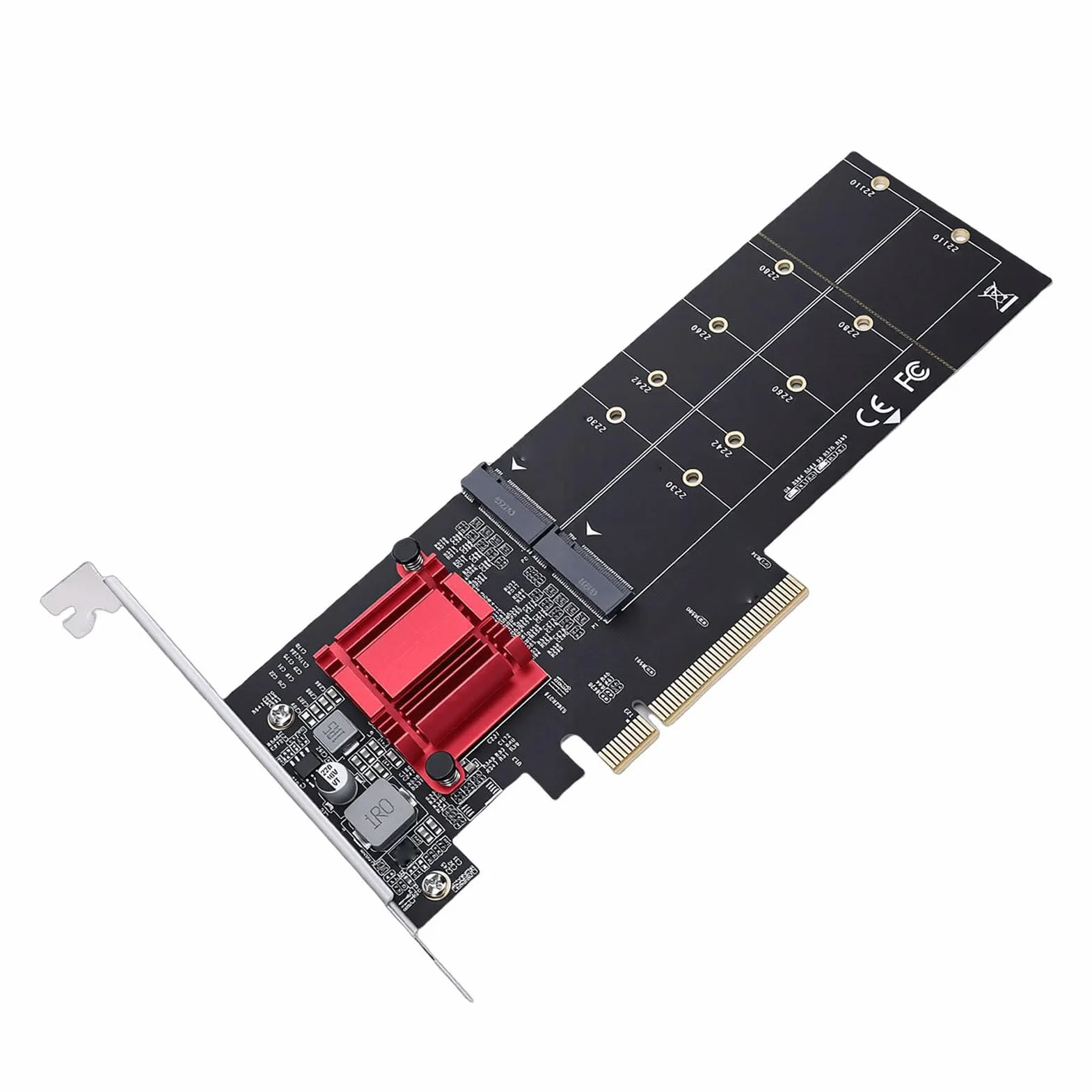 Adapter M.2 NVMe SSD na PCIe 3.1 X8 X16 | Podwójna Karta NVMe dla Klucza M 2230-22110 ze Wspornikiem
