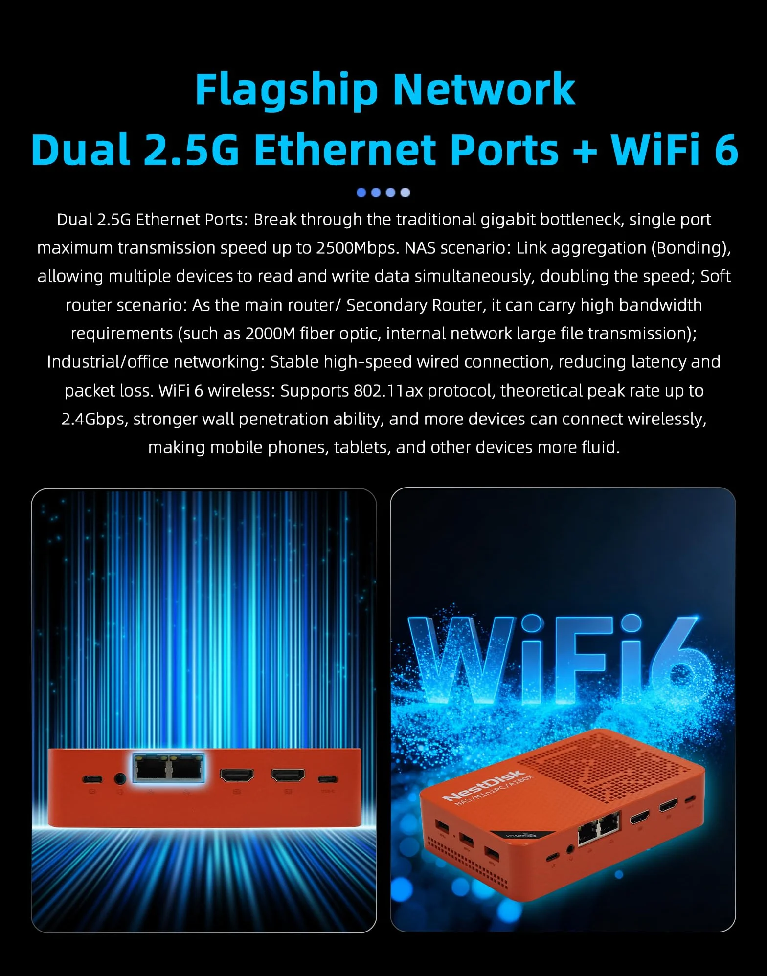 Youyeetoo NAS Mini iPC z czterordzeniowym procesorem Intel N150, 4 wnęki NVME (16 TB Max), podwójny 2,5G Ethernet + WiFi 6, 12 GB DDR5, 3-drożny 4K, OMV wstępnie zainstalowany do domu/biura