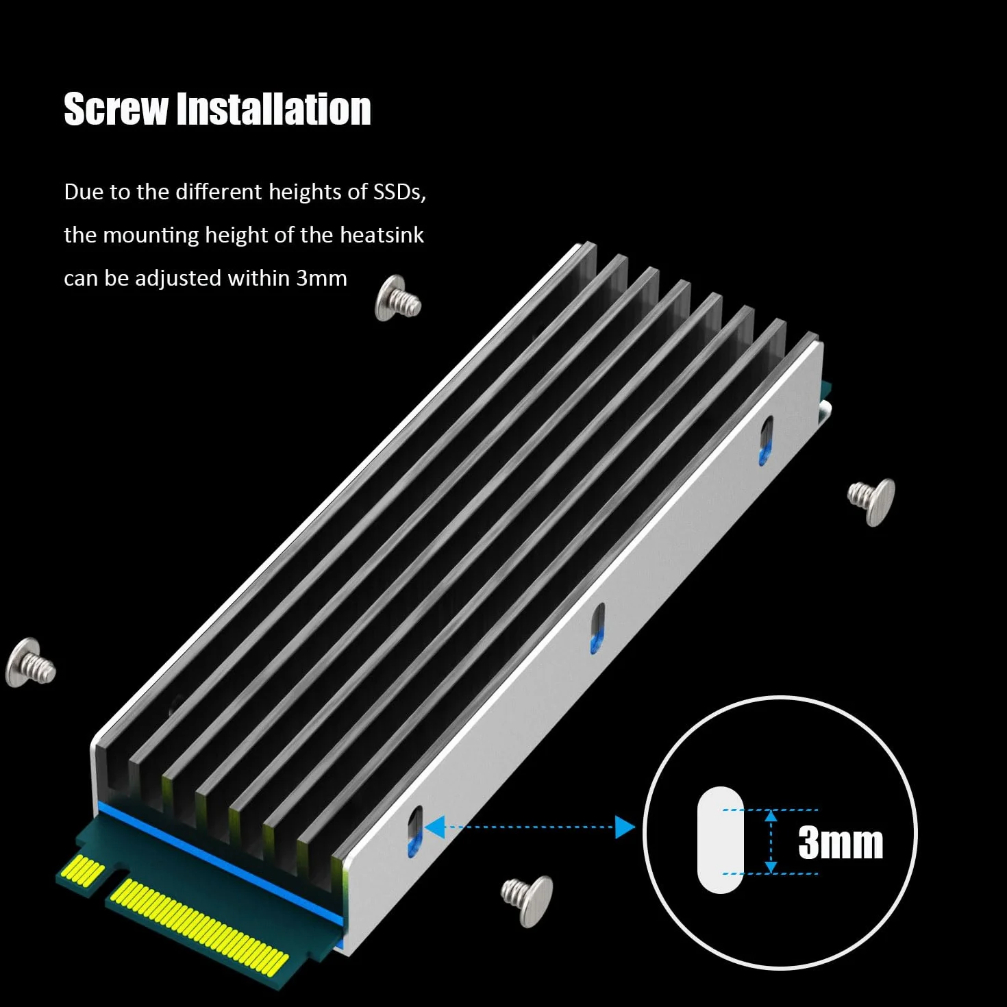 GLOTRENDS M.2 Radiator śrubami M.2 i podkładkami termicznymi do jednostronnych/dwustronnych dysków SSD M.2, instalacja w komputerach PC/PS5/PS5 Slim (2 opakowania)