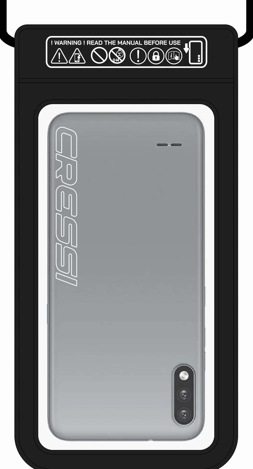 Cressi Jimmy etui na telefon czarne - miękkie wodoodporne etui na telefon komórkowy, czarne, 18 cm, dorosły unisex