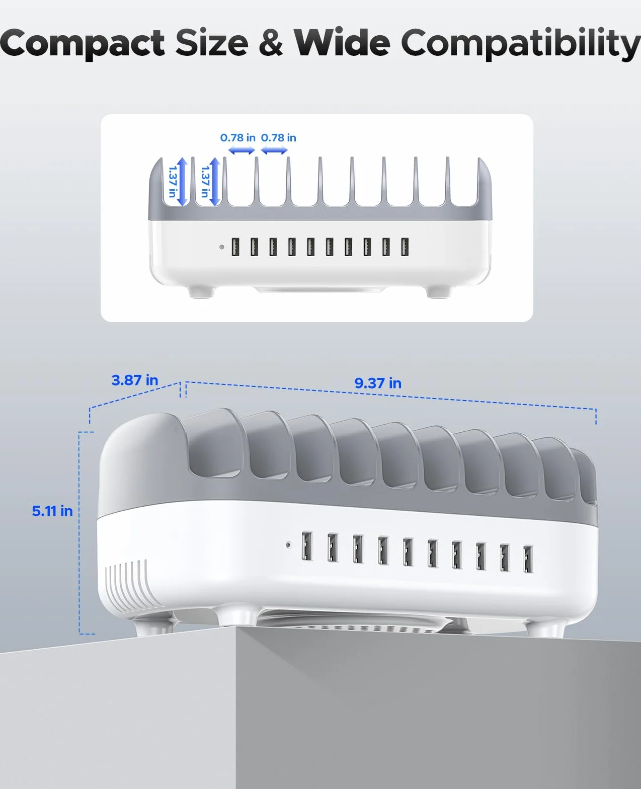 120 W stacja ładująca do wielu ORICO 120W Charging Station for Multiple Devices, New Upgrade 10 Ports Smart USB Charging Station, Compatible with iPhone 15/14/13/12，iPads, Android Phone and Tablets