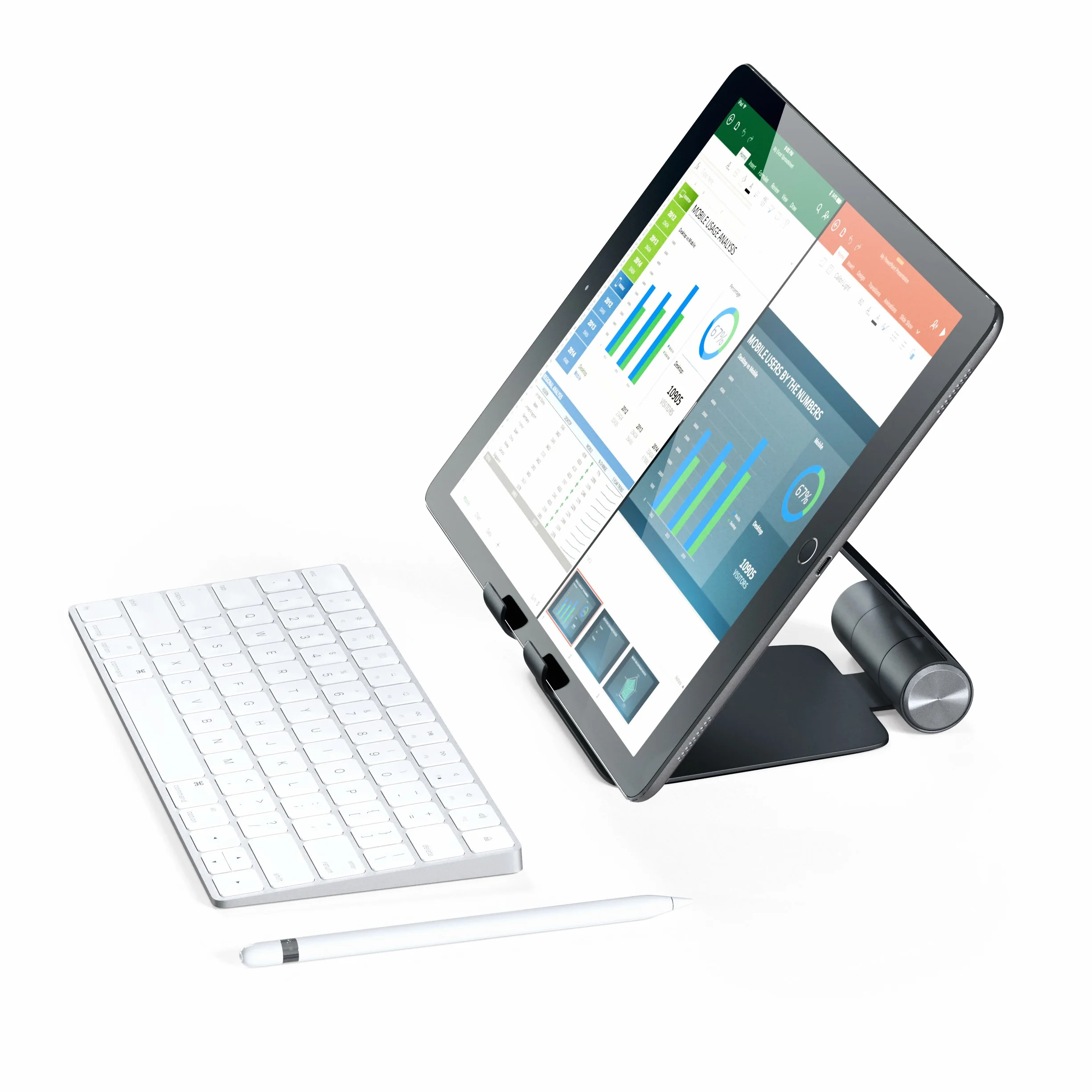 SATECHI składana aluminiowa podstawka R1 pod tablet, czarna | Regulowana i antypoślizgowa, do tabletów i smartfonów do 13 cali