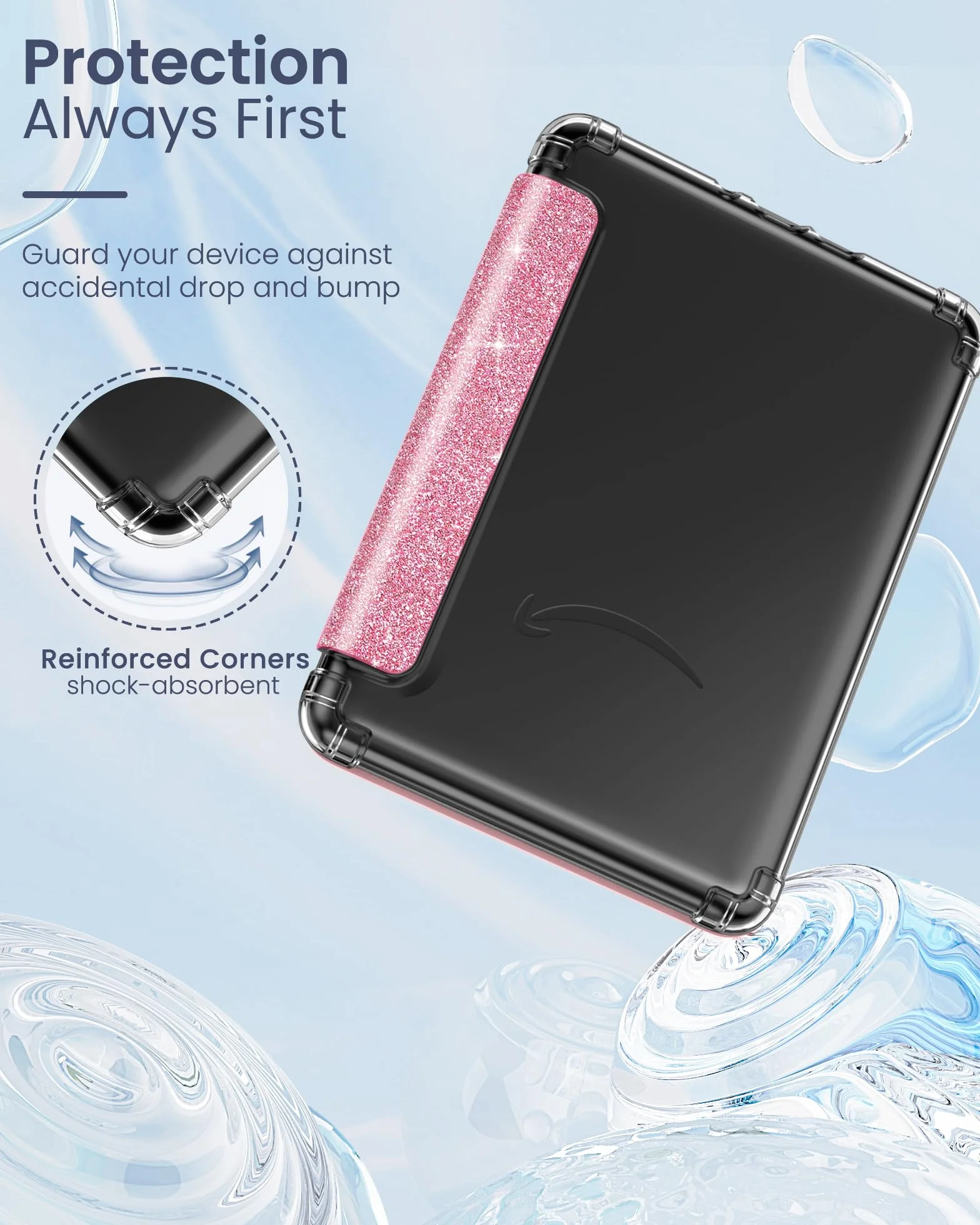 MoKo Case for All-New 7" E-Reader, Ultra Clear Soft Flexible Transparent TPU Back Cover Light Shell with Auto Wake/Sleep, Not fit BOOX & Kobo, Shiny Pink