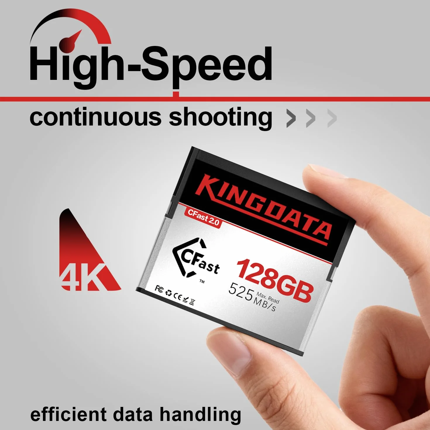 Karta pamięci CFast 2.0 128 GB High Speed do nagrywania wideo 4K i HD, kompatybilna z profesjonalnymi aparatami fotograficznymi