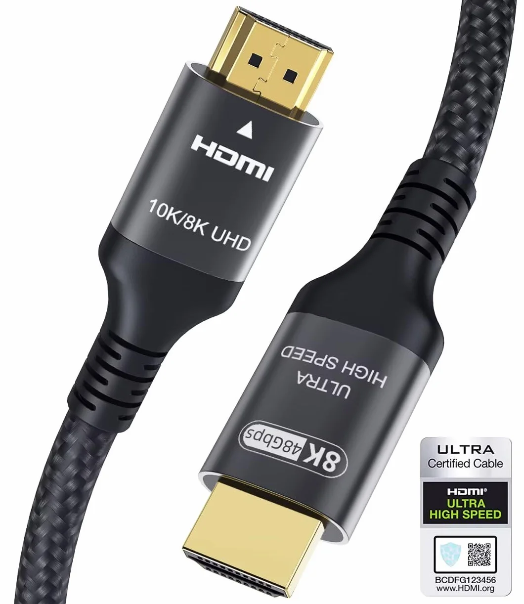 Certyfikowany 10K 8K Kabel HDMI 2.1 0.5M, 48Gbps Ultra Wysoka Prędkość Kabel HDMI Ethernet CEC 4K 240Hz 144Hz 120Hz 10K 8K 60Hz ARC eARC HDCP2.3 HDR10+ PC Laptop TV Monitor Projektor PS5 X-Box