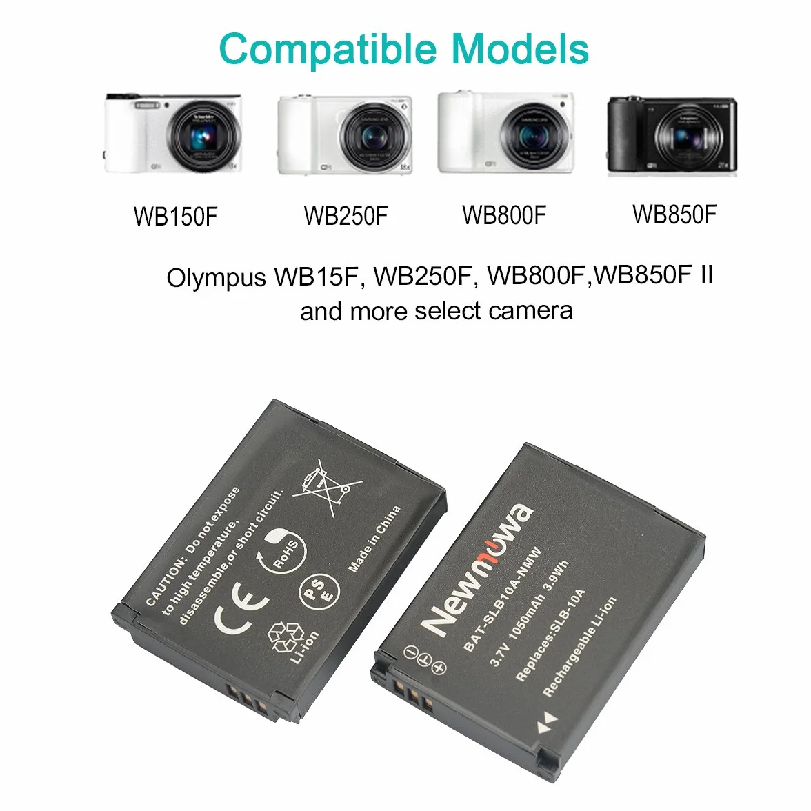 Newmowa® SLB-10A bateria zapasowa (2-pak) i przenośna ładowarka USB zestaw do Samsung SLB-10A, JVC BN-VH105 i Samsung ES50, ES55, ES60, EX2F, HMX-U10, HMX-U20, HZ10W, HZ15W