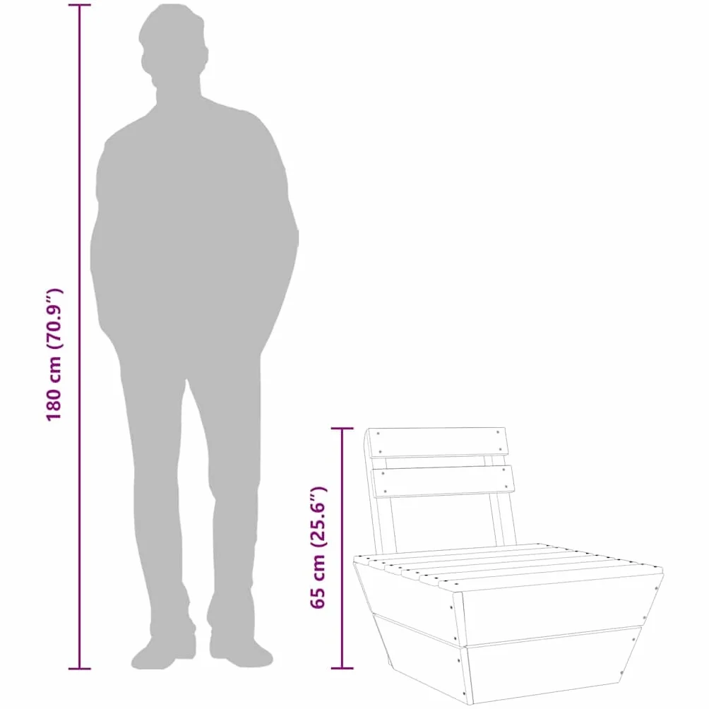 vidaXL Sofa centralna, segmentowa, paleta ogrodowa, sofa ogrodowa, meble tarasowe, ogrodowe na zewnątrz, podwórze, impregnowane drewno świerkowe
