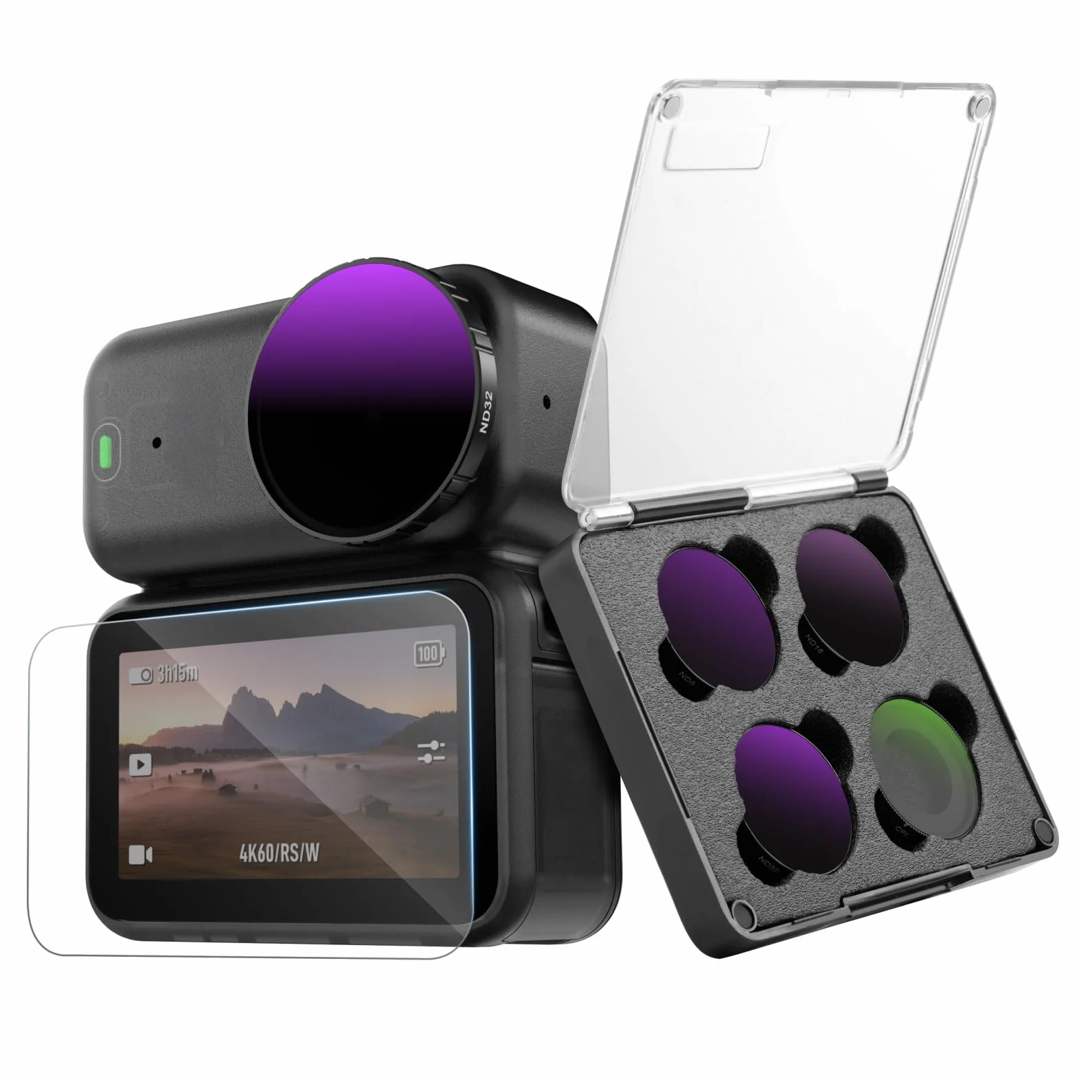 TELESIN Zestaw filtrów CPL ND do DJI Osmo Nano, filtr CPL ND8 ND16 ND32 + szkło ochronne Folie ochronna wyświetlacza, filtr neutralno-cieniujący i polaryzacyjny, szkło optyczne HD, akcesoria do kamery