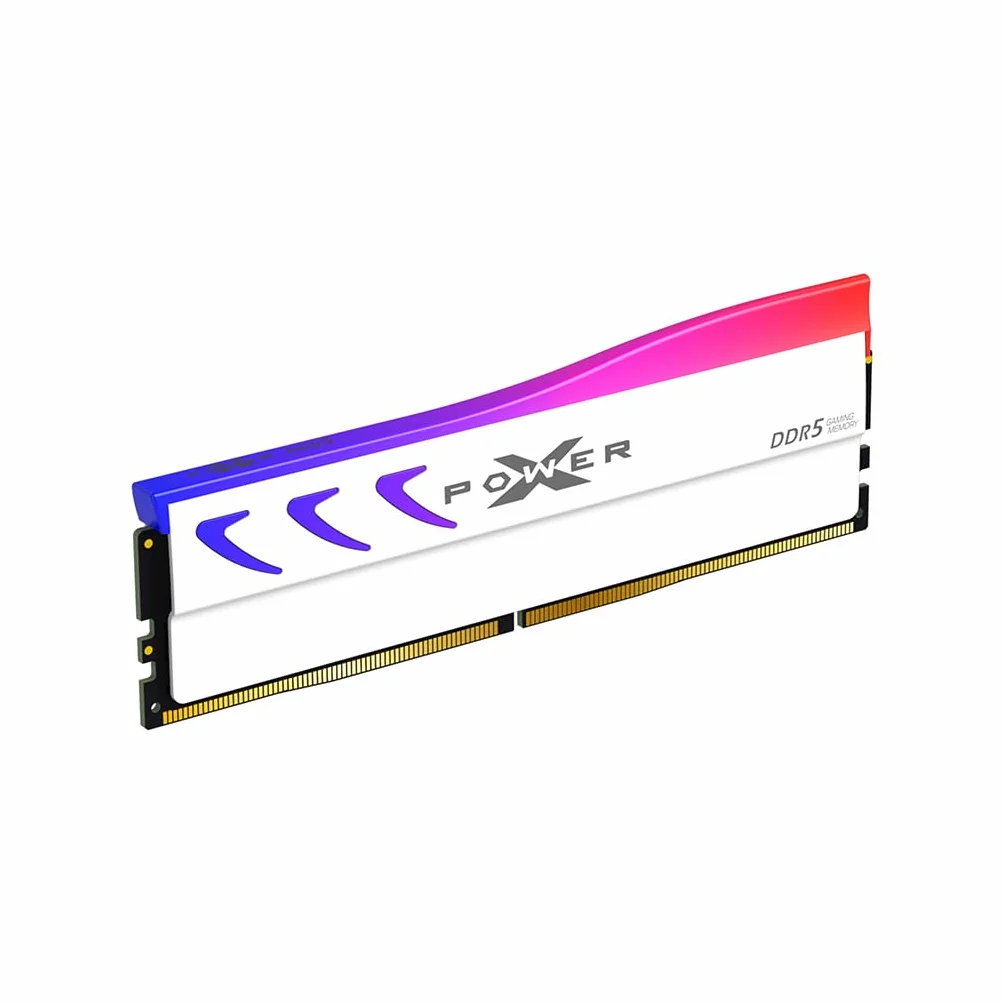 Silicon Power DDR5 16 GB Storm RGB 6000MT/s (PC5-48000) 288-pinowy CL36 1,35 V UDIMM moduł pamięci stacjonarnej RAM SP016GXLWU60FFSL biały