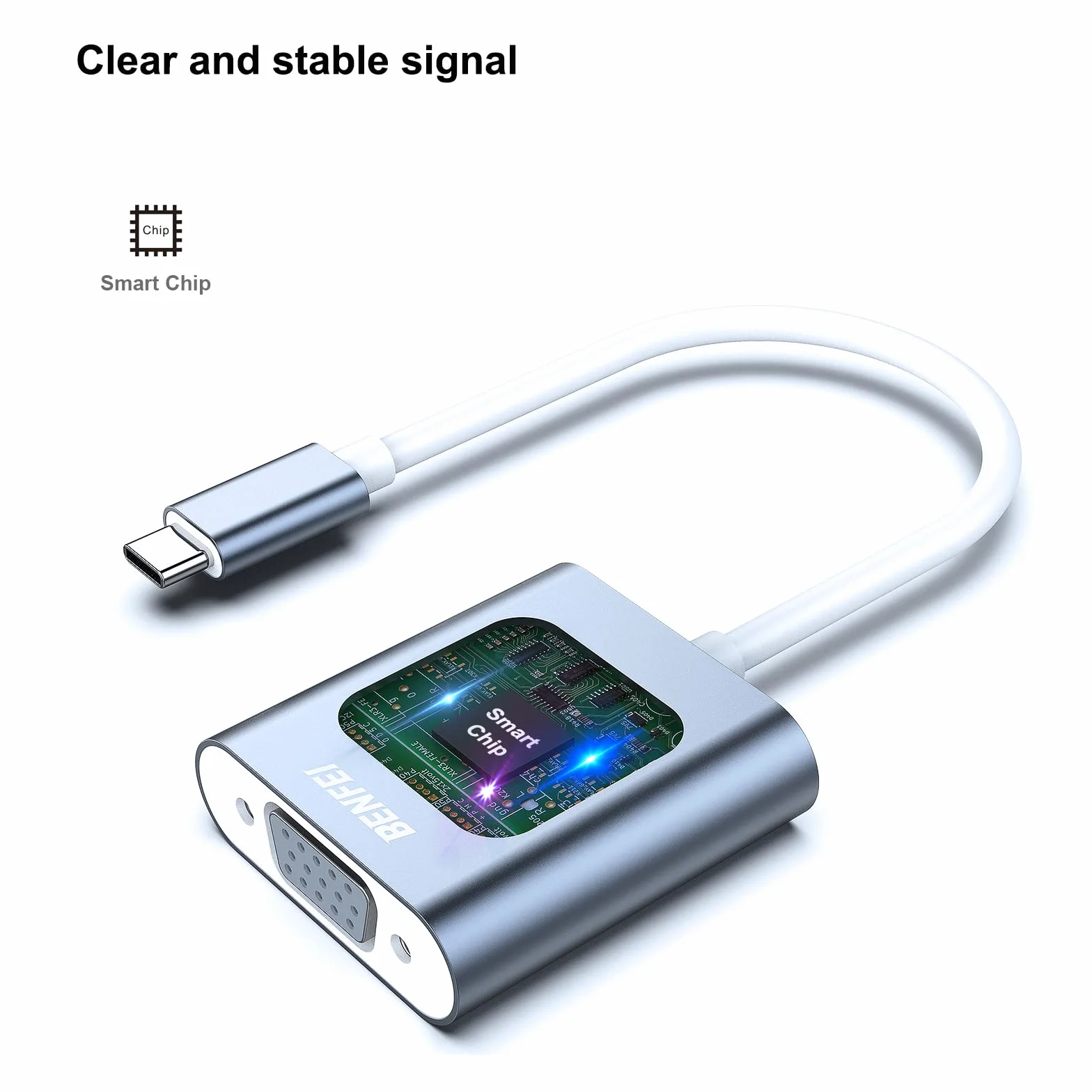 Adapter USB C na VGA, BENFEI Thunderbolt 3 na VGA męski na żeński, dla MacBook Apple 2019/2018/2017, wersja aluminiowa