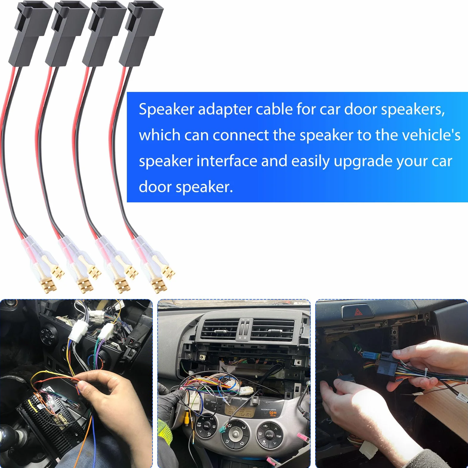 4 sztuki adapter głośnika samochodowego na DIN kompatybilny z Renault Opel Astra Seat, Skoda, Volvw, Peugeot, Citroen, Fiat, Ford, Mercedes, radio, adapter, zestaw adapterów samochodowych