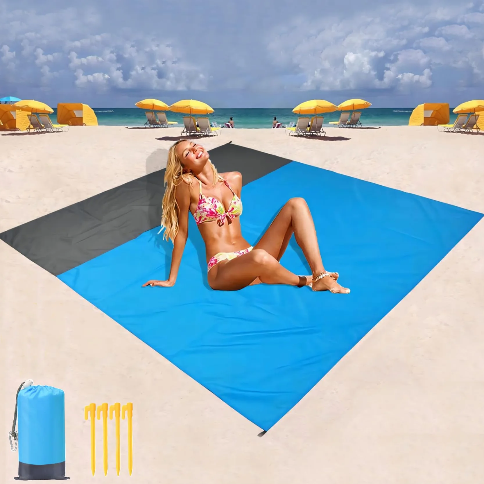 Gigmeta Wodoszczelna mata plażowa 210 x 200 cm wodoodporny koc piknikowy