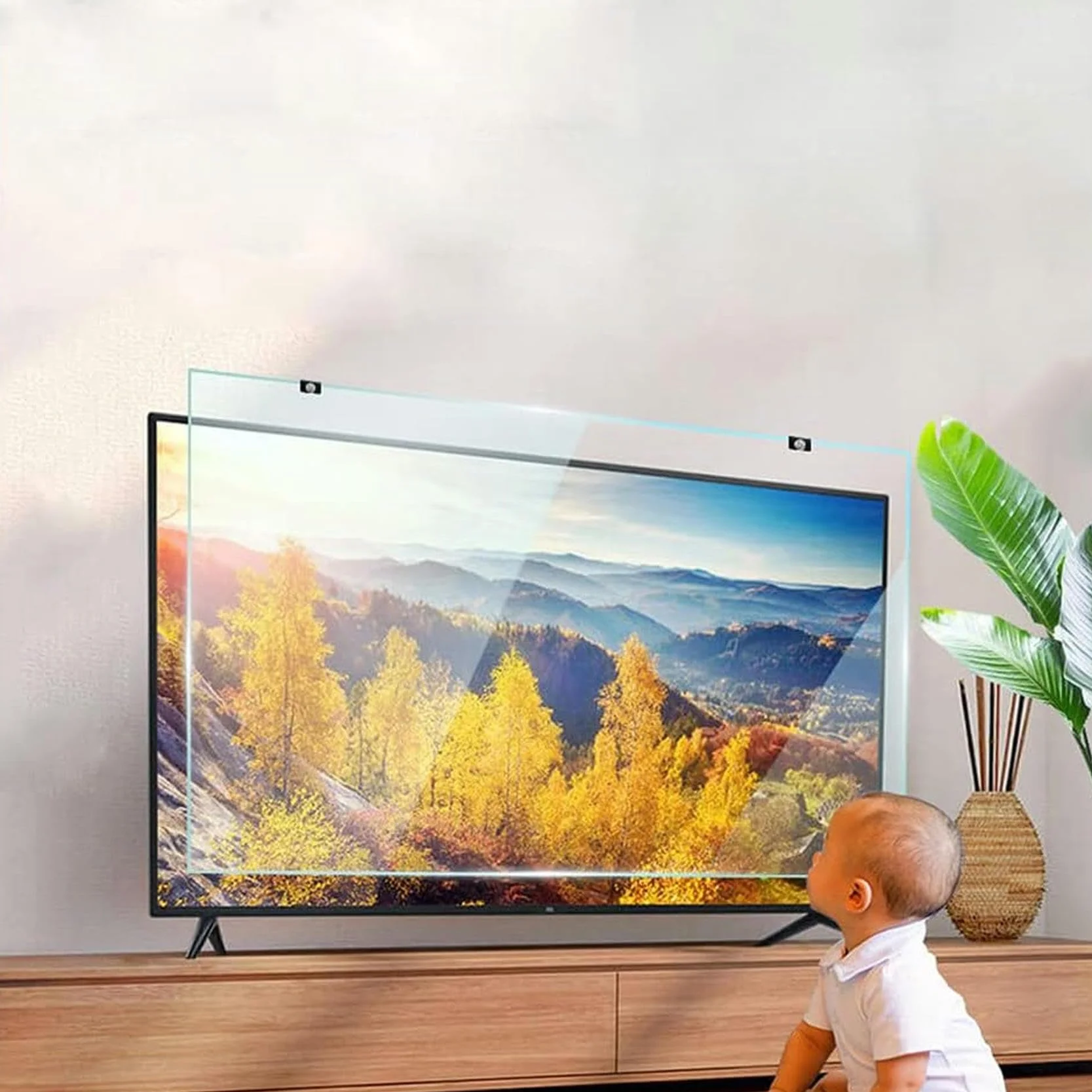 Ochraniacz monitora z filtrem niebieskiego światła - i panel chroniący przed uszkodzeniami zmniejszają zmęczenie oczu i obciążenie, do telewizora LCD 81.3 cm-127.0 cm, LED, OLED i QLED 4K