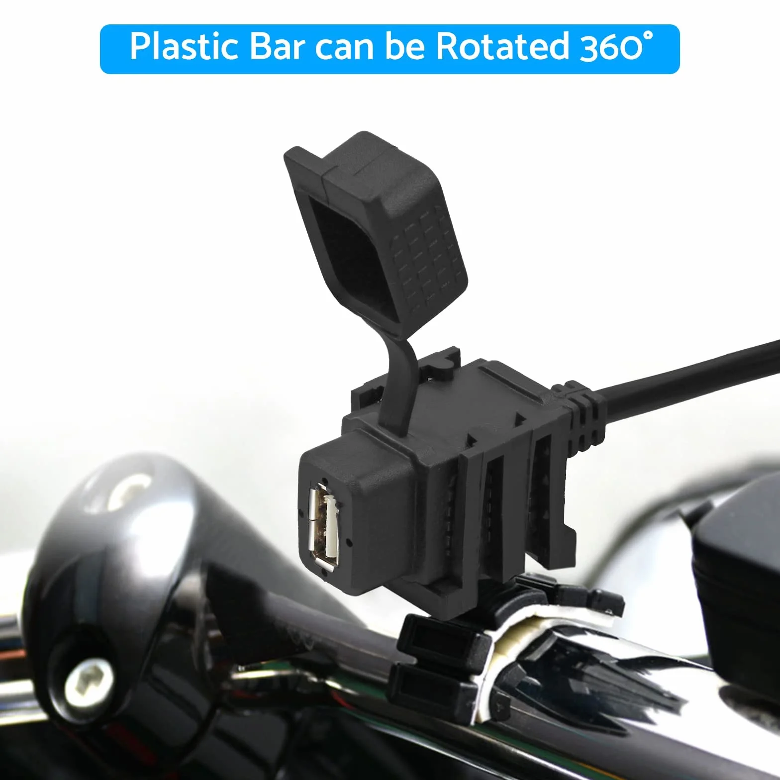 eSynic Profesjonalna ładowarka motocyklowa USB - wodoodporne gniazdo 1,82 m do telefonu, GPS, uniwersalna ładowarka motocyklowa 12/5 V