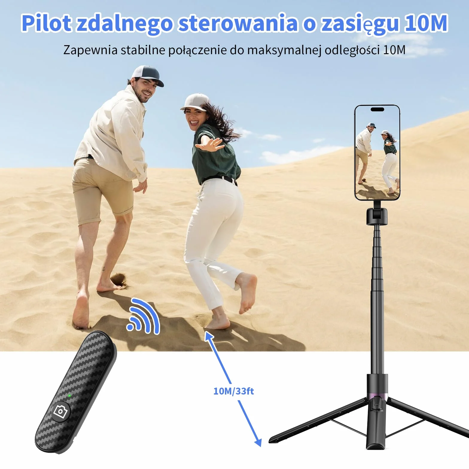 TONEOF Bezprzewodowy Pilot, Ładowalny Pilot do Aparatu dla Smartfonów Selfie Stick, Zasięg 10M Selfie Clicker, Natychmiastowe Połączenie, Kompatybilny z iOS i Android(CX609, Czarny)