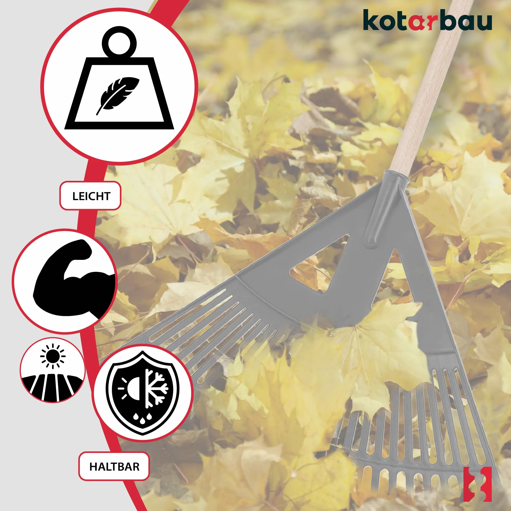 KOTARBAU® Grabie Wachlarzowe - 58 CM - Grabie do Liści Trawy - Plastikowe