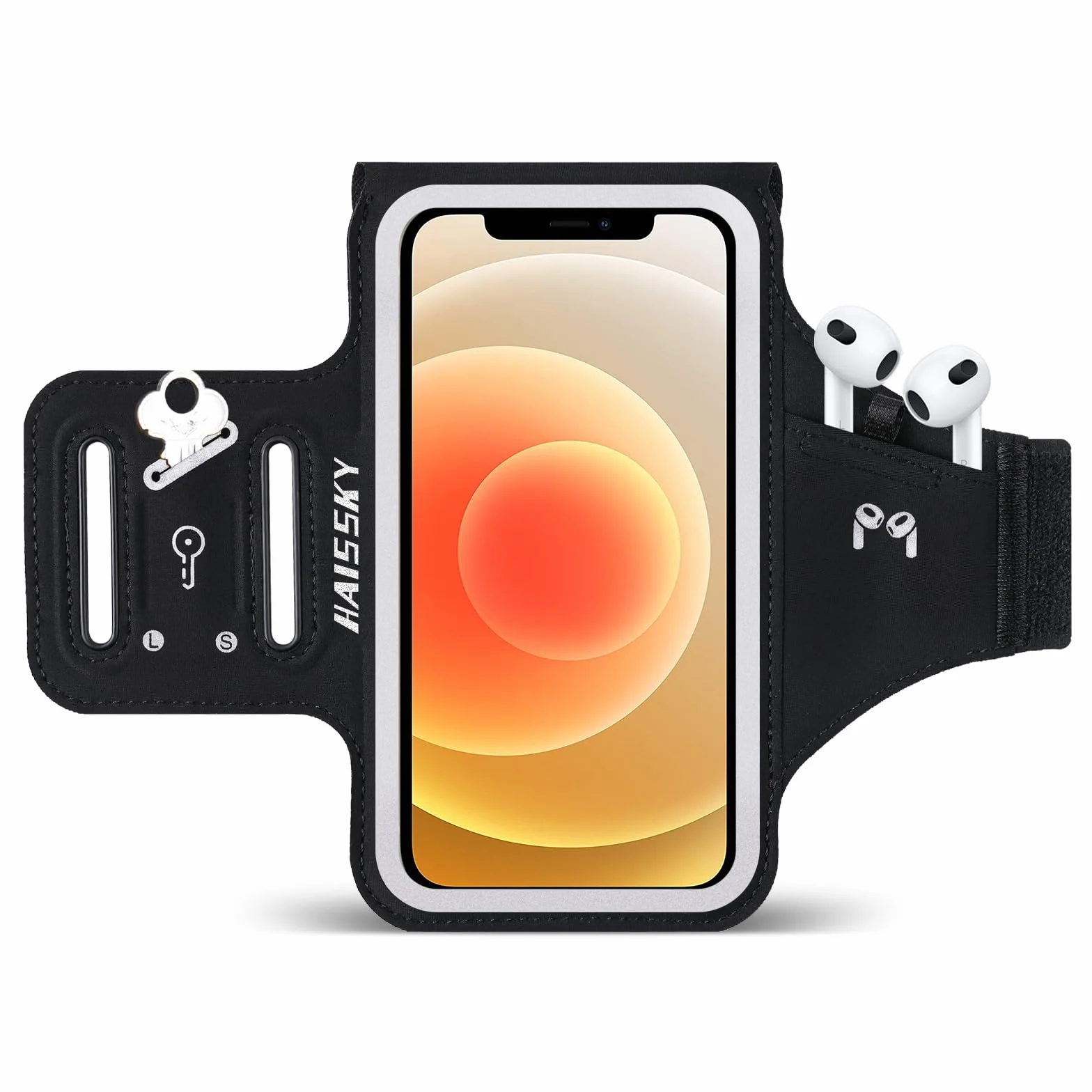 6,7'' uchwyt na telefon do biegania z torbą Airpods, etui na telefon komórkowy Razobws do iPhone 16 15 14 13 12 11 Pro Max Galaxy S20- S24 Ultra wodoodporny pasek na ramię z regulowanym paskiem
