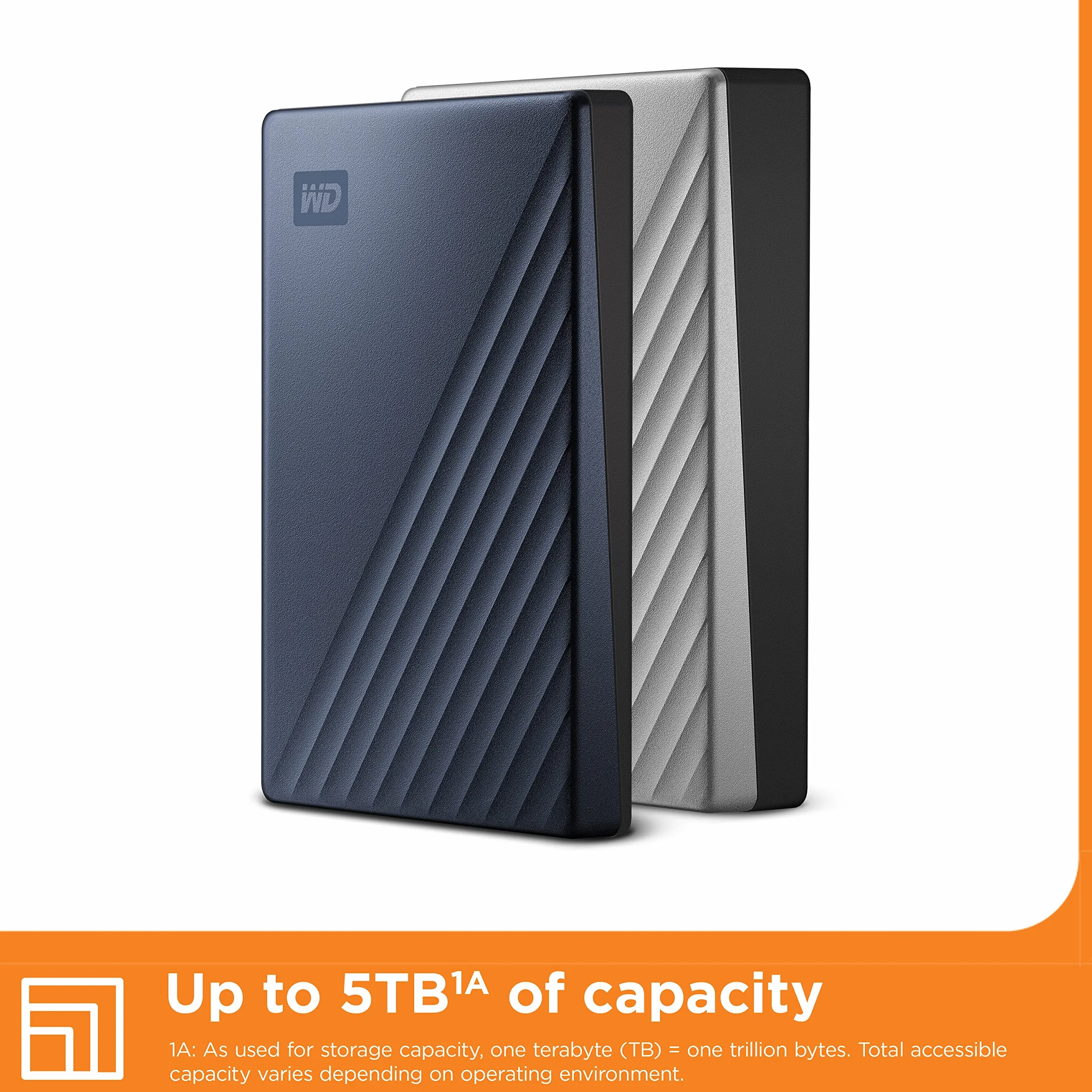 WD 4TB My Passport Ultra Portable HDD USB-C with software for device management, backup and password protection - Works with PC, Xbox X, Xbox S, PS4 and PS5 - Midnight Blue