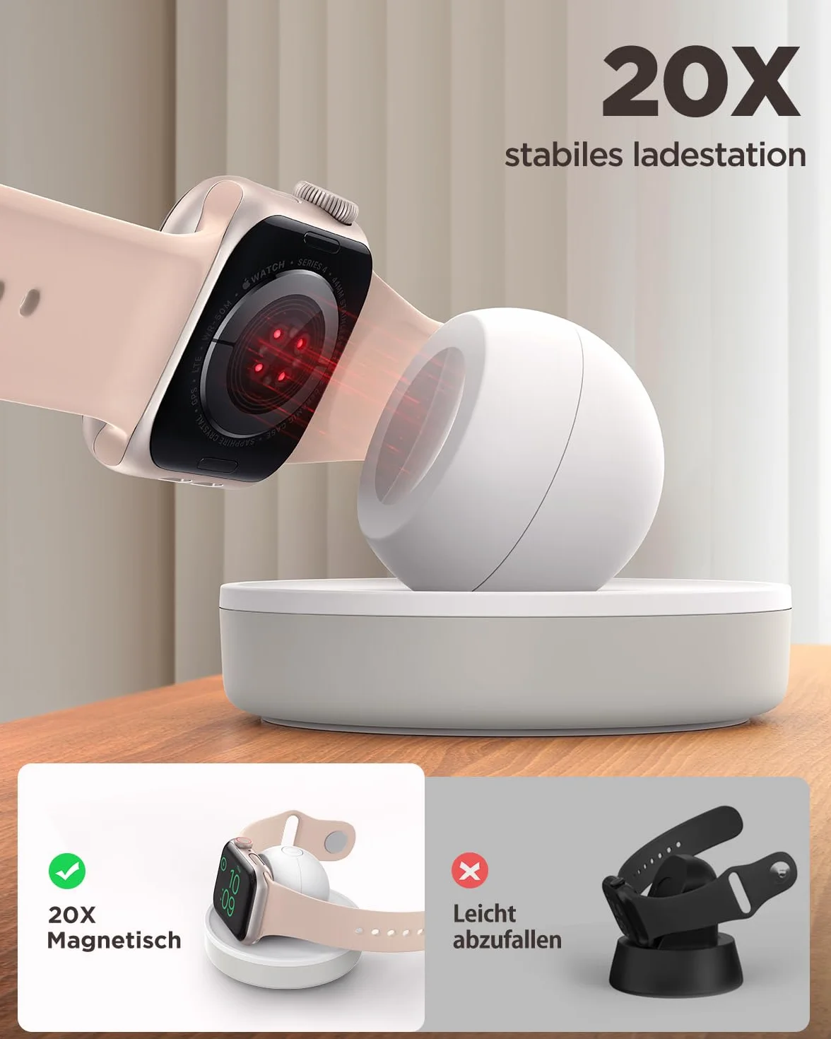 JOYROOM Bezprzewodowa stacja ładująca do Apple Watch, [światło RGB] szybka ładowarka do Apple Watch, magnetyczna ładowarka z kablem ładującym do iWatch Series 10/Ultra 2/9/8/7/6/5/3/2/SE