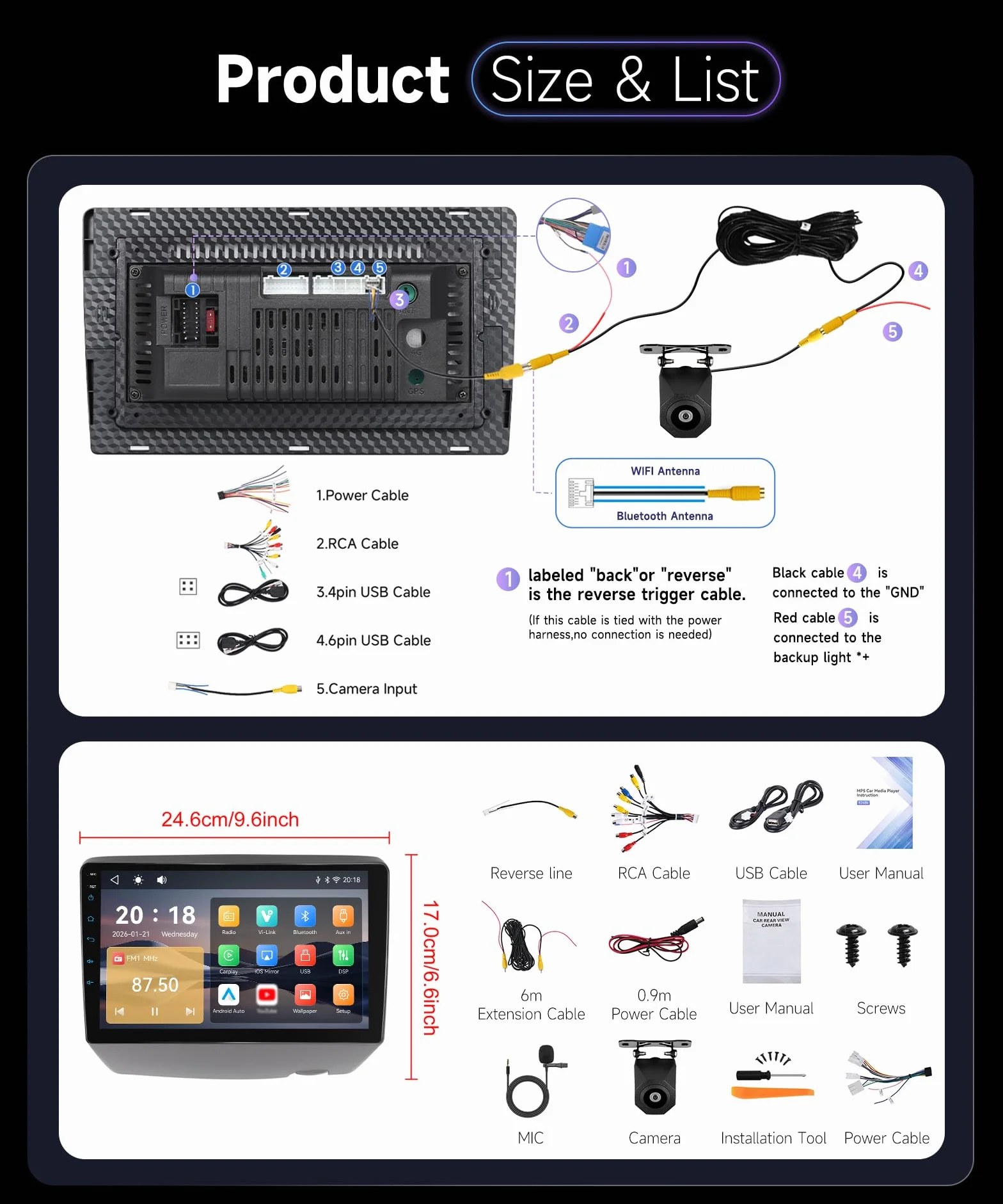 Hodozzy Radio samochodowe Toyota Yaris 1999-2005 z bezprzewodowym odtwarzaczem Android Auto, 9 cali Touchsreen z Bluetooth/RDS Radio/SWC/GPS/Youtube/USB/V-Link/+ kamera cofania