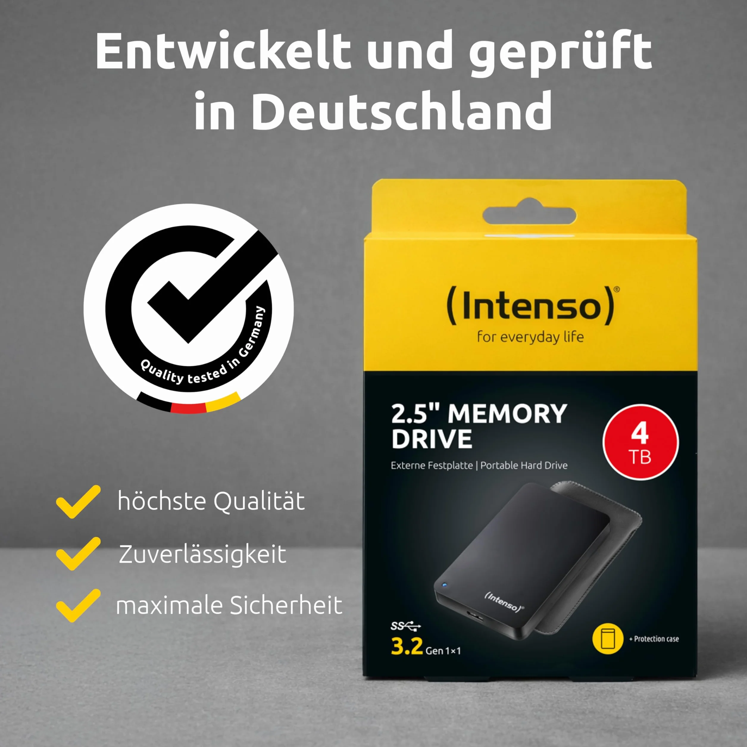 Intenso Memory Drive Portable Hard Drive 4 TB, przenośny zewnętrzny dysk twardy z torbą - 2,5 cala, 5400 obr./min, pamięć podręczna 8 MB, USB 3.0 czarny