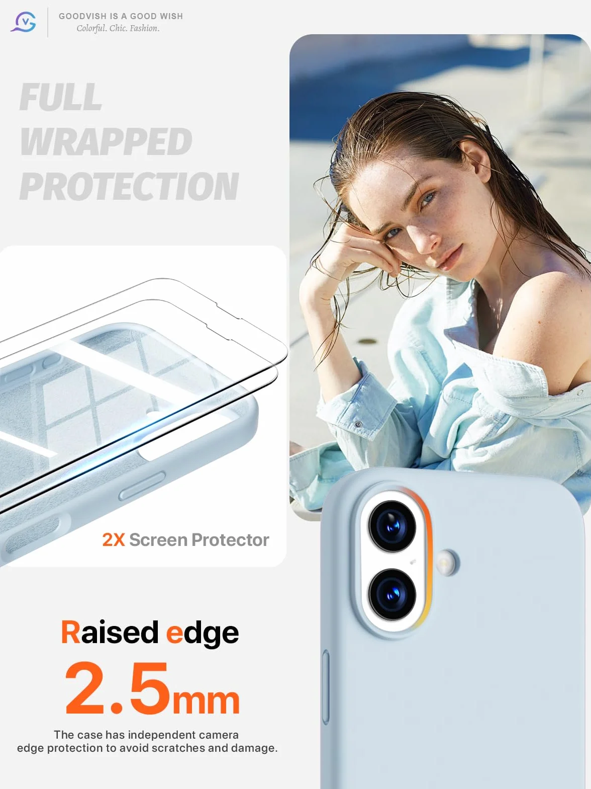 GOODVISH Etui 3 w 1 do iPhone 17 6.3, Silikonowe, Odporna na Zarysowania i Uderzenia Obudowa Ochronna