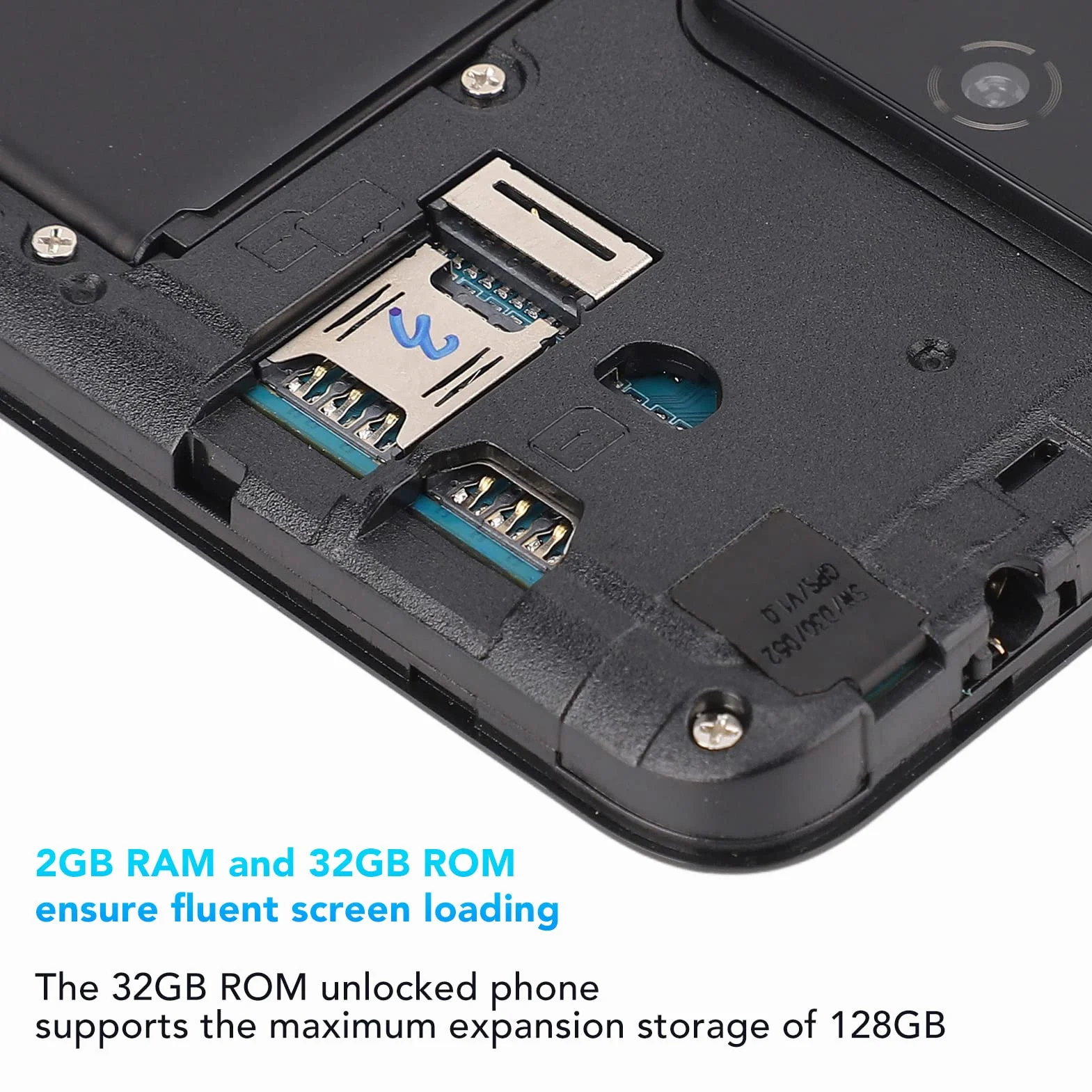 Odblokowany Smartfon, 4,66 Cala 2 GB RAM 32 GB ROM 2800 Mah Smart Dual Card Dual Standby Telefon Komórkowy, 2 MP Przedni Aparat 5 MP Tylny Aparat Smartphone, Rozpoznawanie Twarzy(Jasny niebieski)