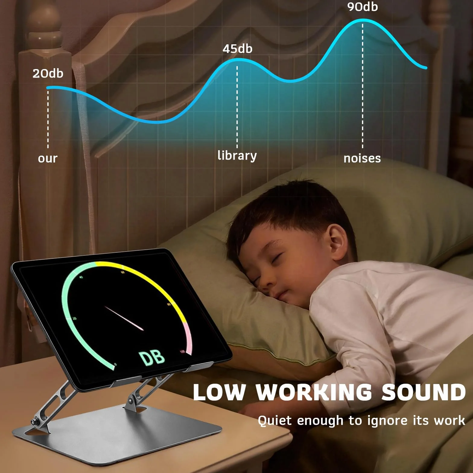 Podkładka chłodząca do laptopa dla graczy, płynna obsługa dotykowa, chłodzenie laptopa o przekątnej ekranu 13-16", obracana o 360°, nośność 10 kg i cicha praca 18 dB